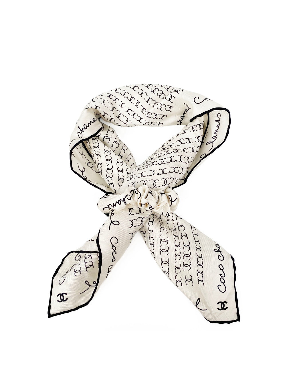 Chanel White & Black Scrunchie & Headscarf