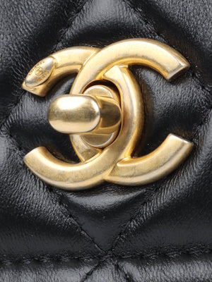CHANEL Button Top Flap Bag  Black  Trendy Brands