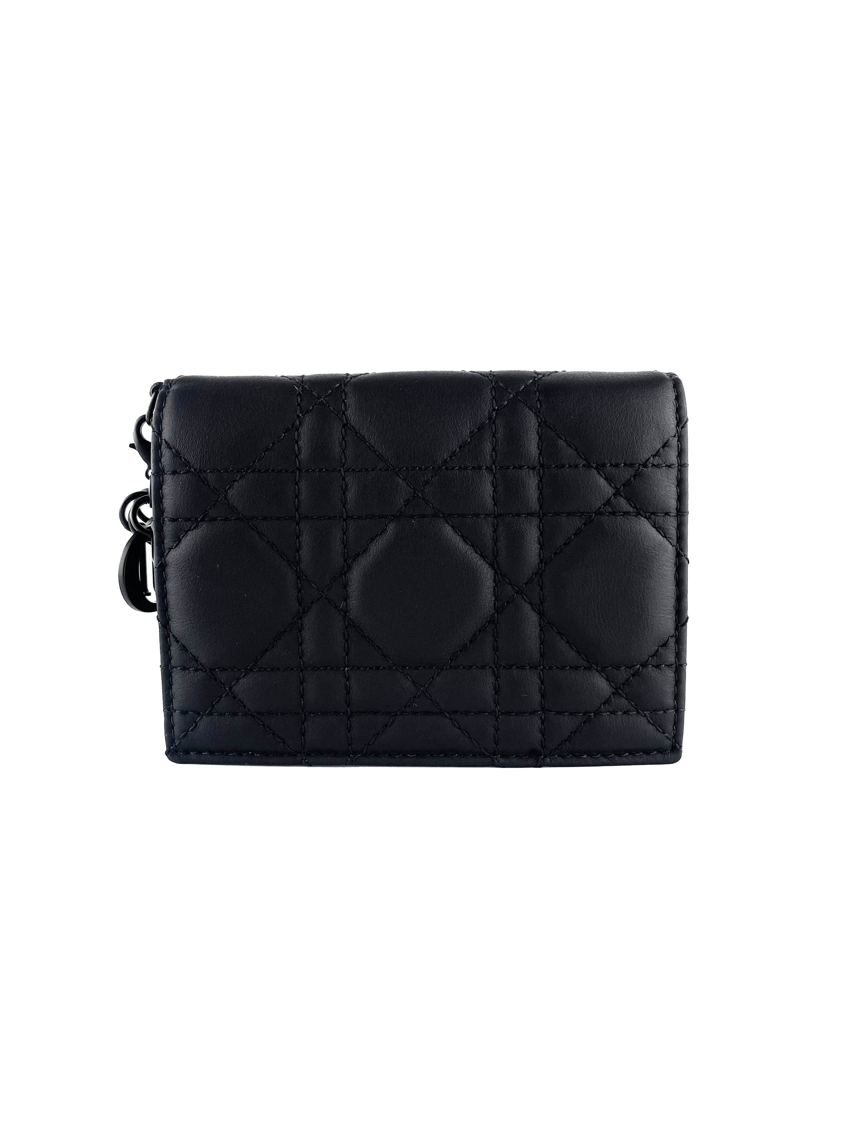 Christian Dior Mini Lady Dior Black Ultramatte Wallet