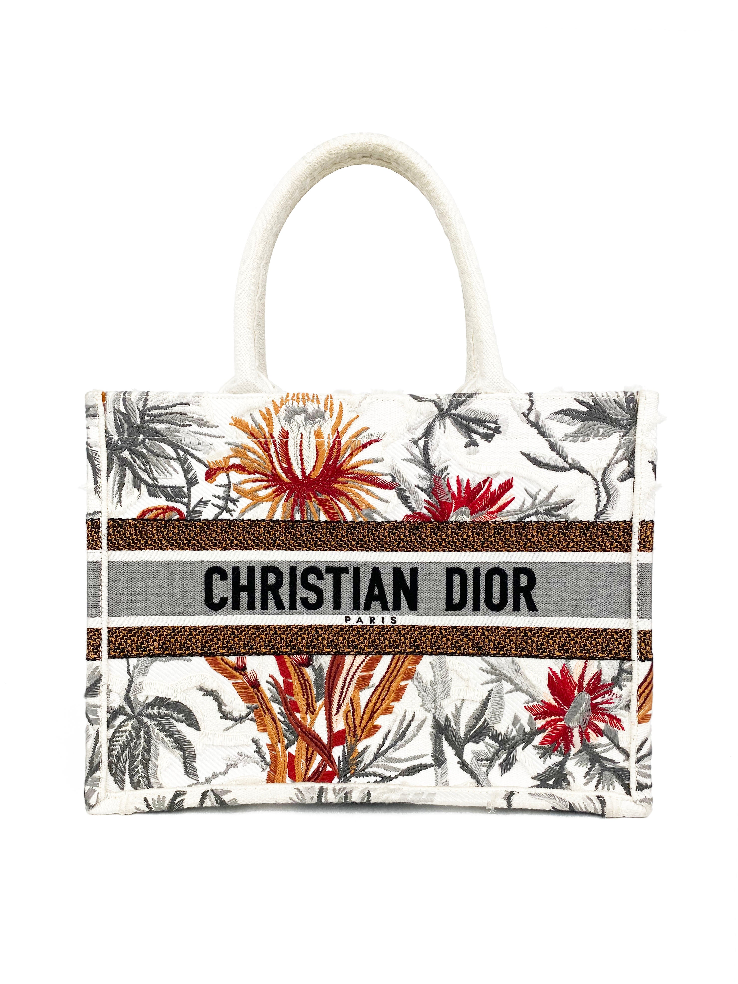 Christian Dior White Limited Edition Flower Accents Book Tote