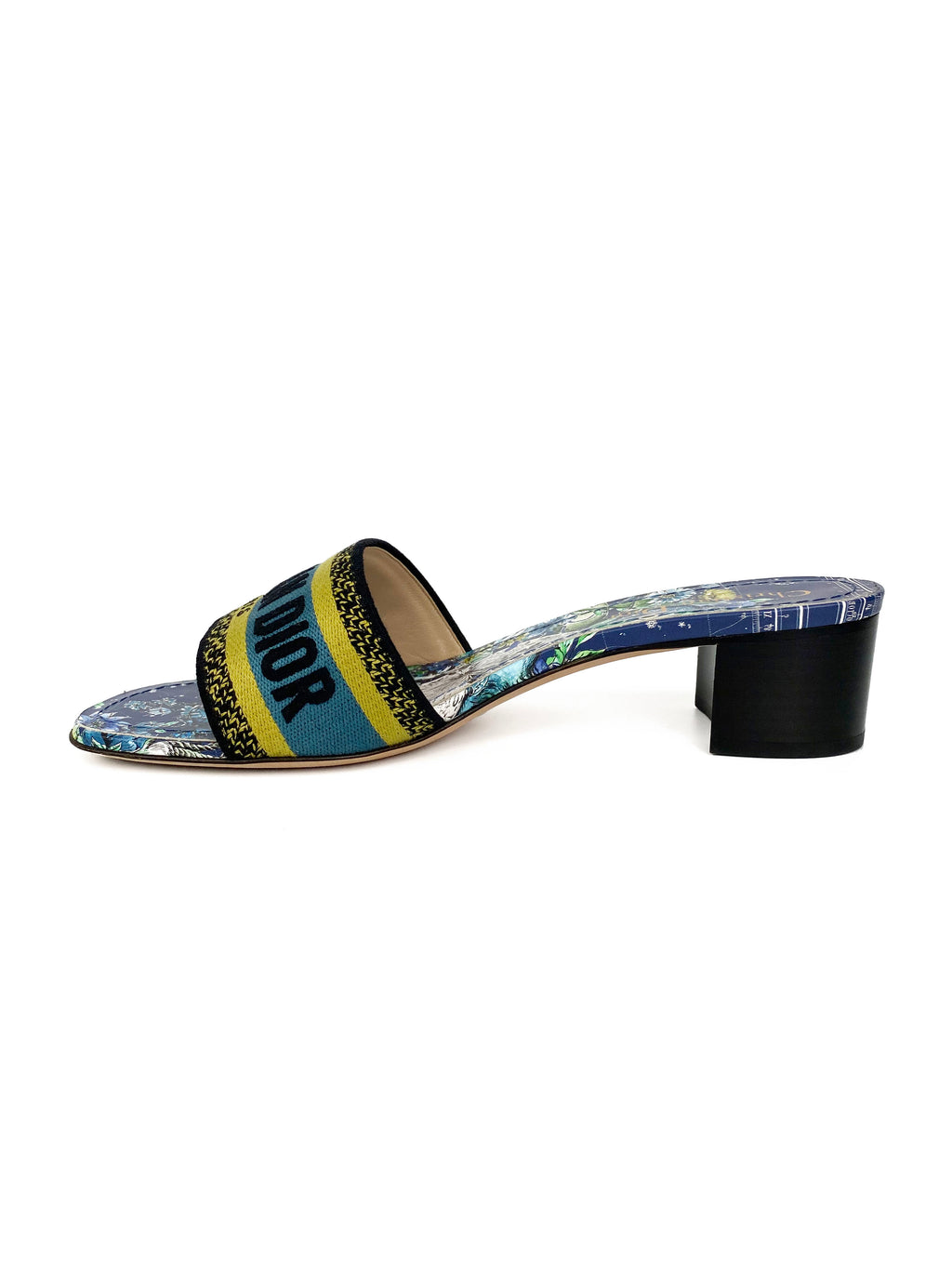Dior Blue & Green Dway Heeled Slides 39