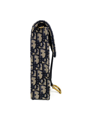 Dior Vertical Saddle Pouch Chain Shoulder Bag Blue Dior Oblique Jacquard
