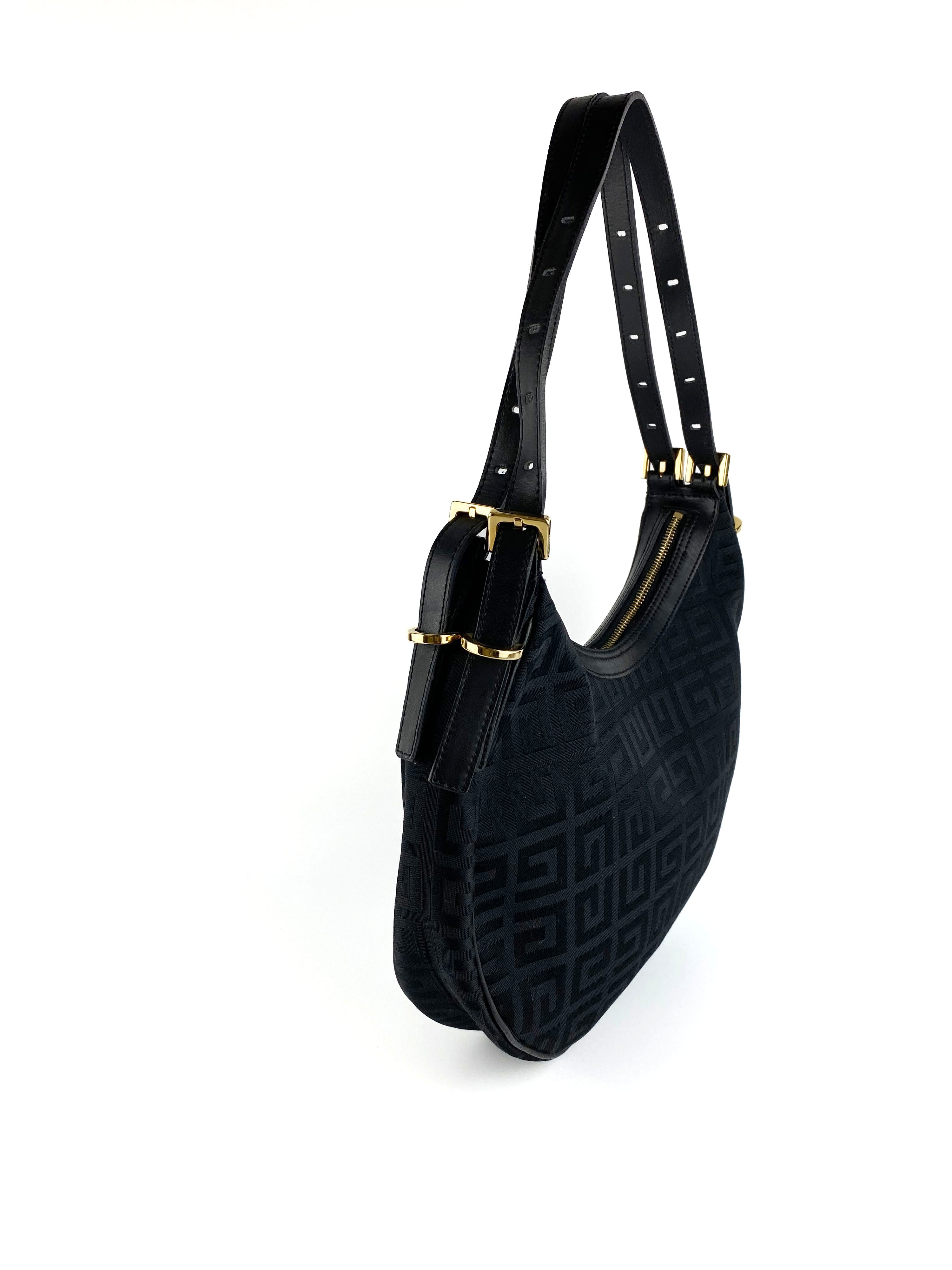 Givenchy Black Monogram Canvas Hobo Bag