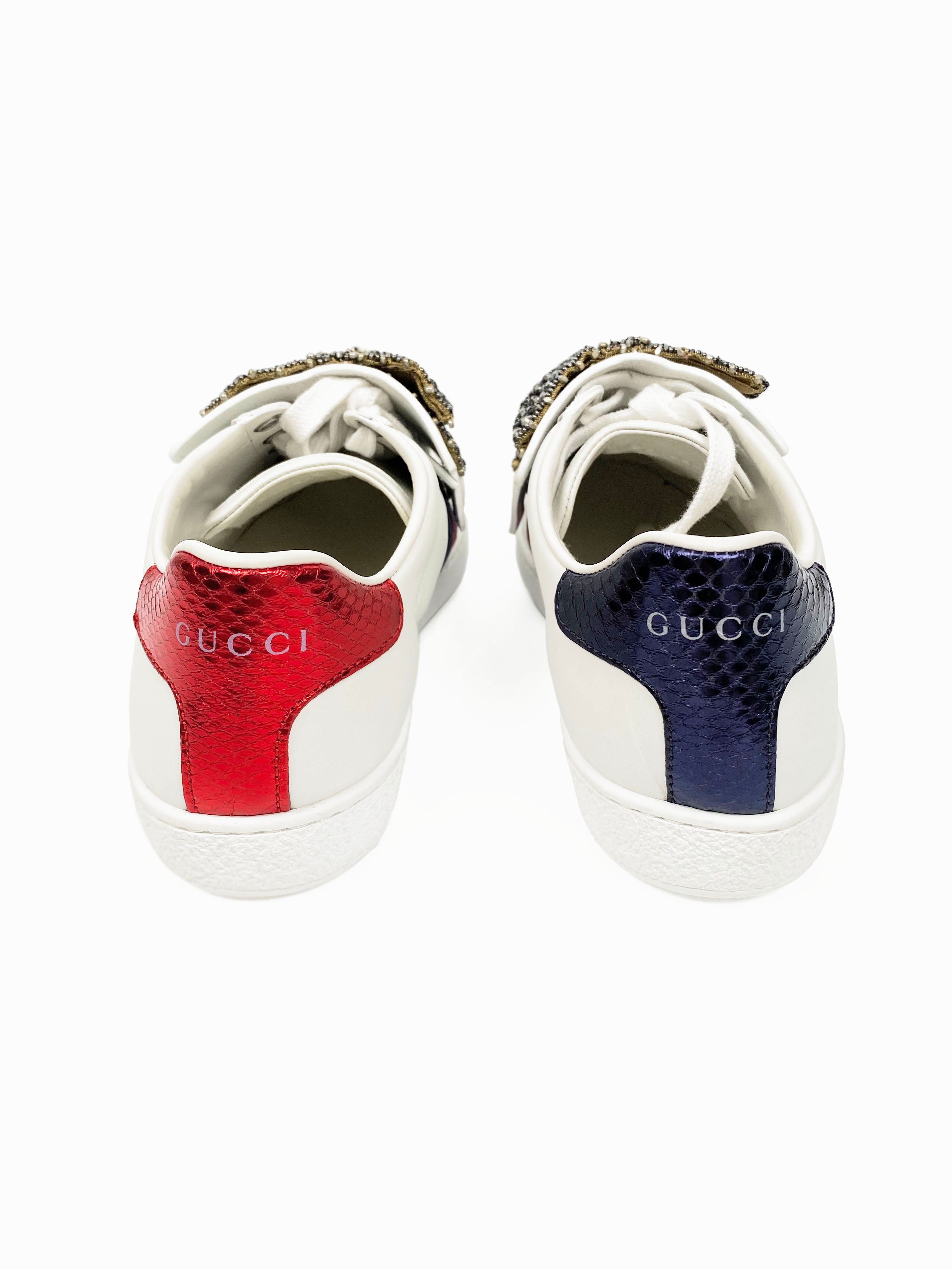 Gucci Ace Bow Lace Patch Sneakers 35.5