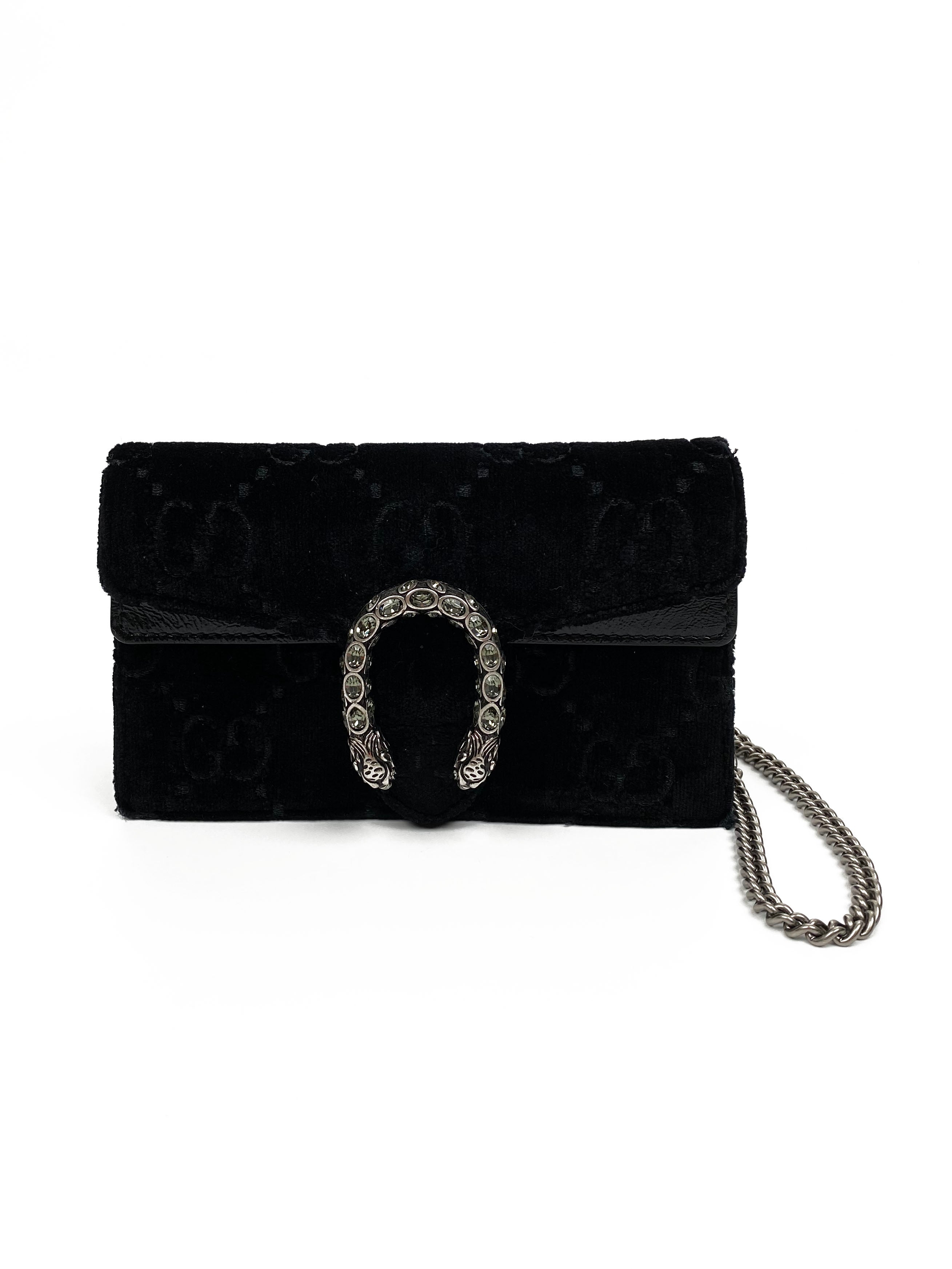 Gucci Black Mini Velvet Dionysus Bag