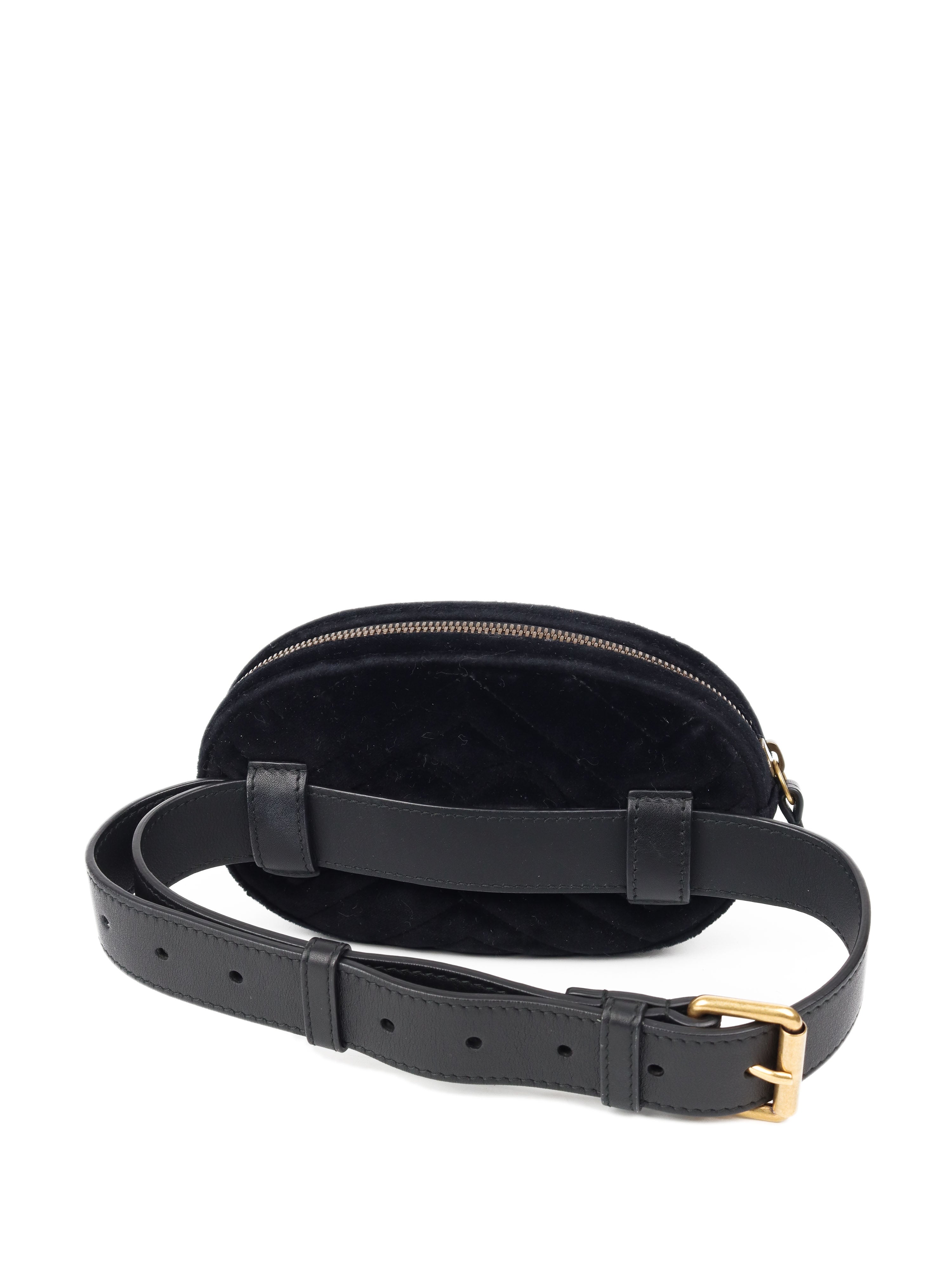 Gucci Black Velvet Marmont Belt Bag 65