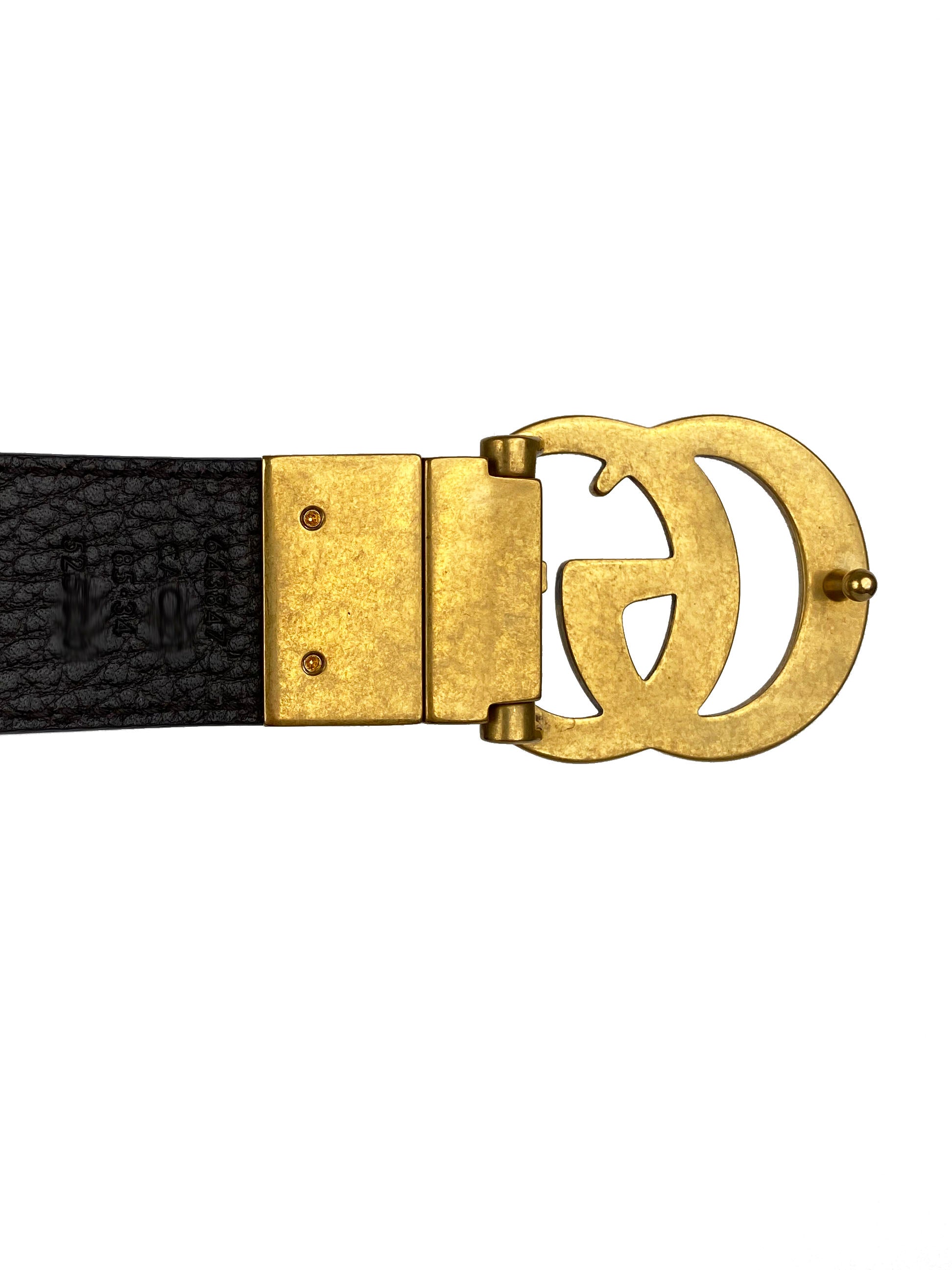 Gucci Black & Brown Reversible Thin Belt 85