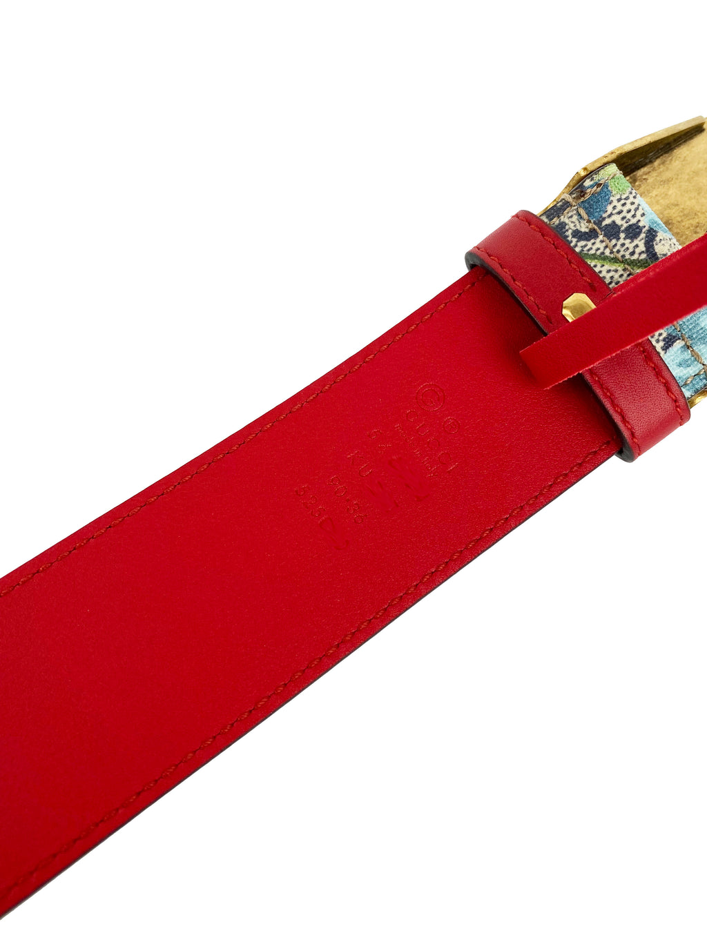 Gucci Blue Blooms Belt with Tiger Head 90