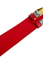 Gucci Blue Blooms Belt with Tiger Head 90