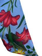 Gucci Blue & Floral Silk Twilly Scarf
