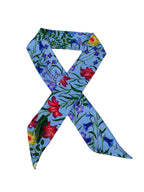 Gucci Blue & Floral Silk Twilly Scarf