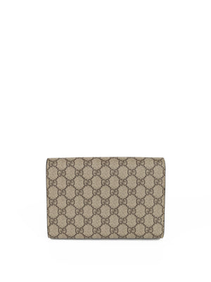 Gucci Beige/Black GG Supreme Canvas and Leather Bee Card Holder Gucci