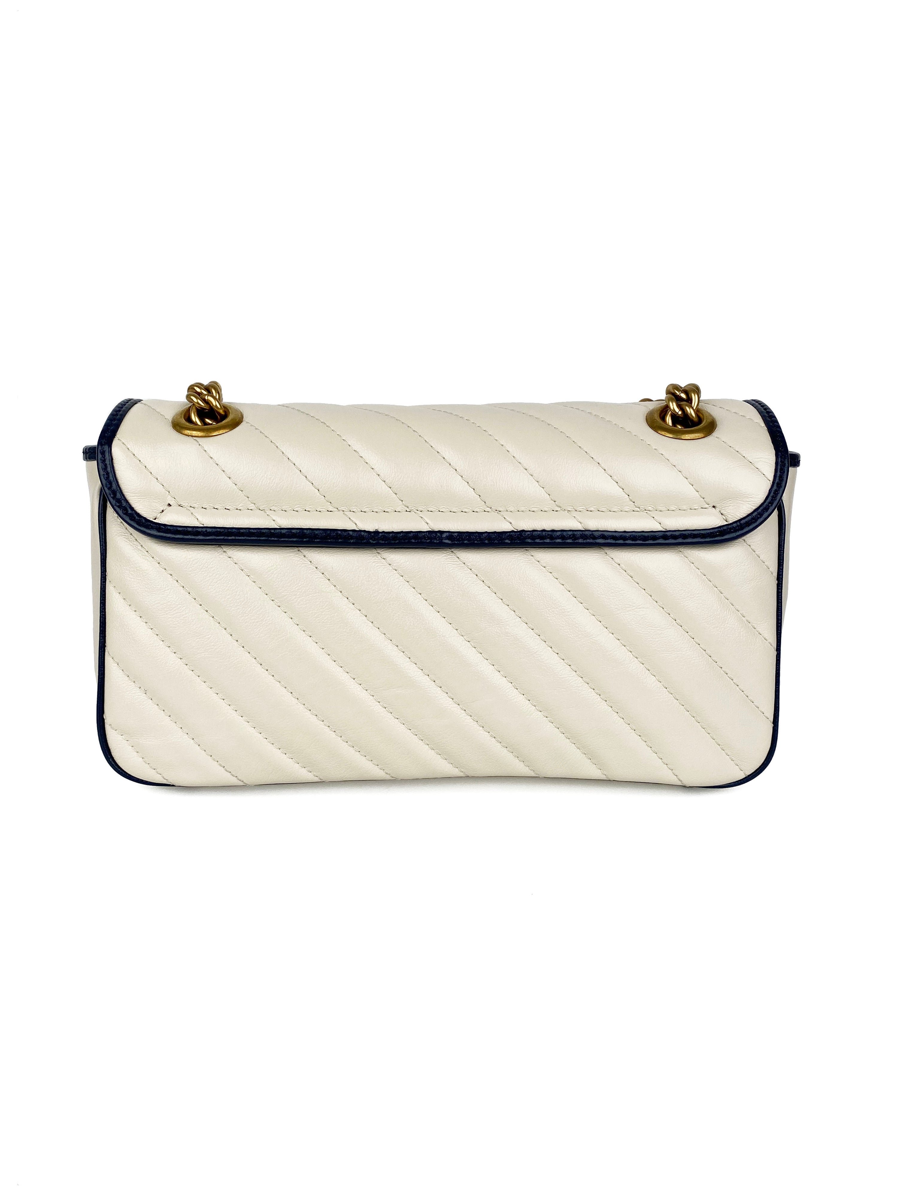 Gucci GG Marmont Torchon White & Blue Shoulder Bag