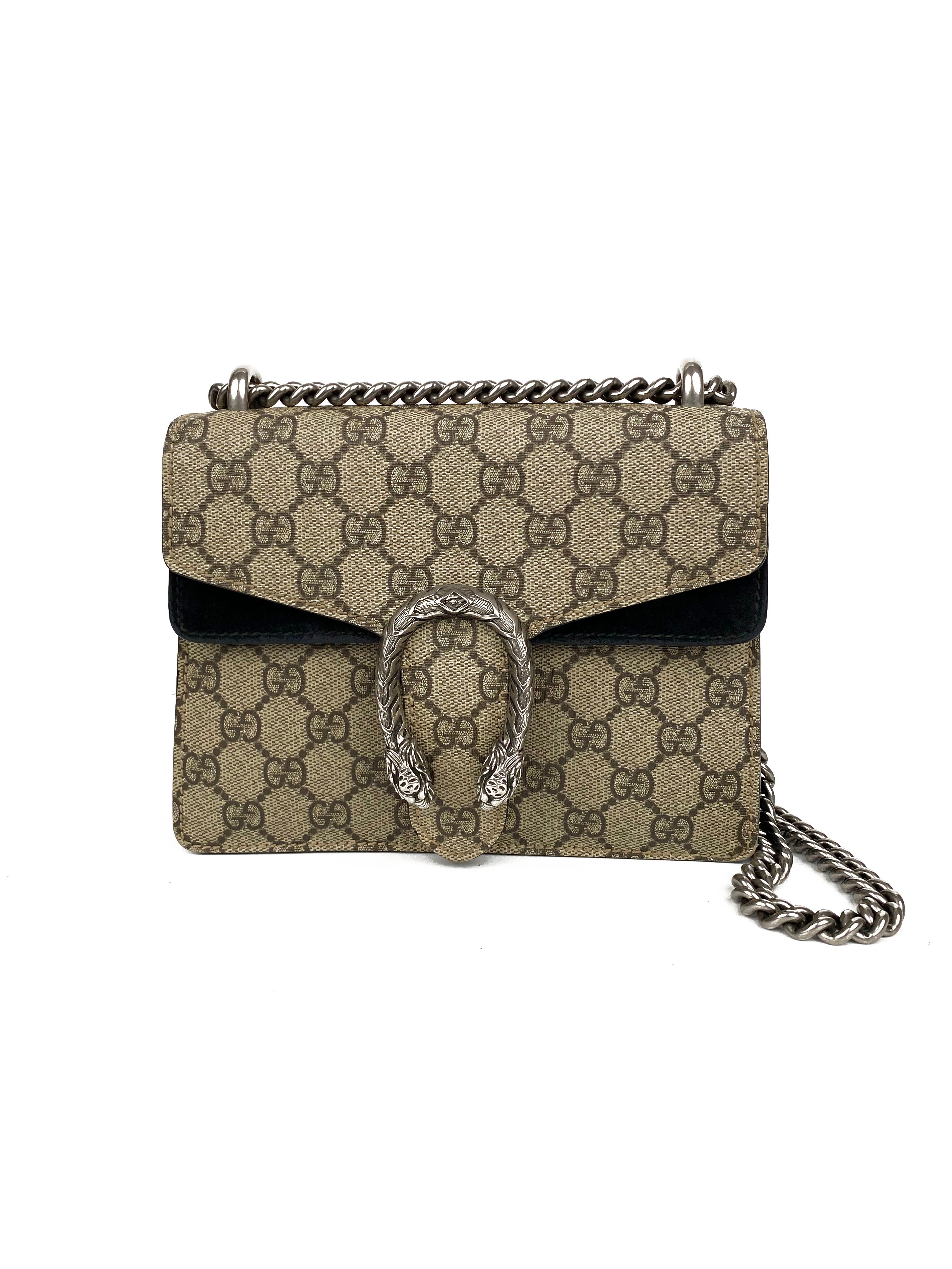 Gucci GG Supreme Mini Dionysus Bag with Black Trim