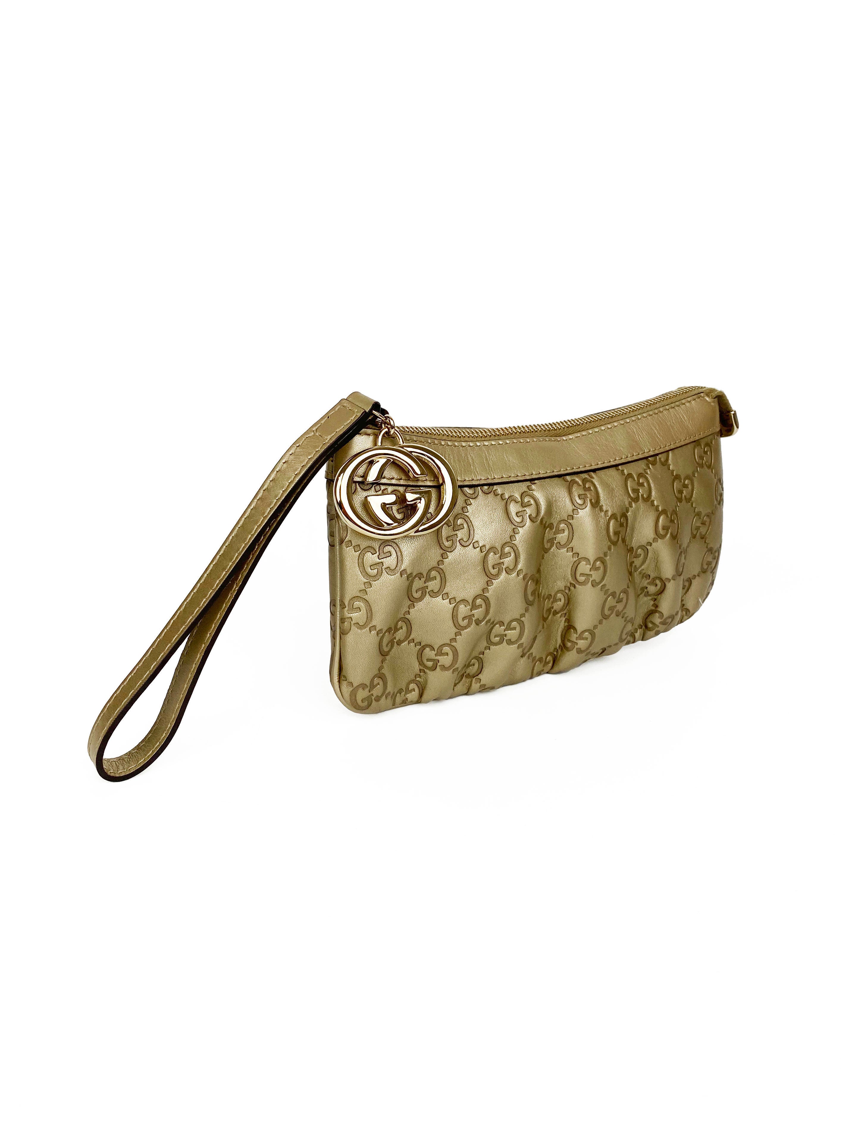 Gucci Gold Guccissima Britt Clutch