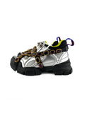 Gucci Silver Flashtrek Sneakers with Removable Crystals 36.5