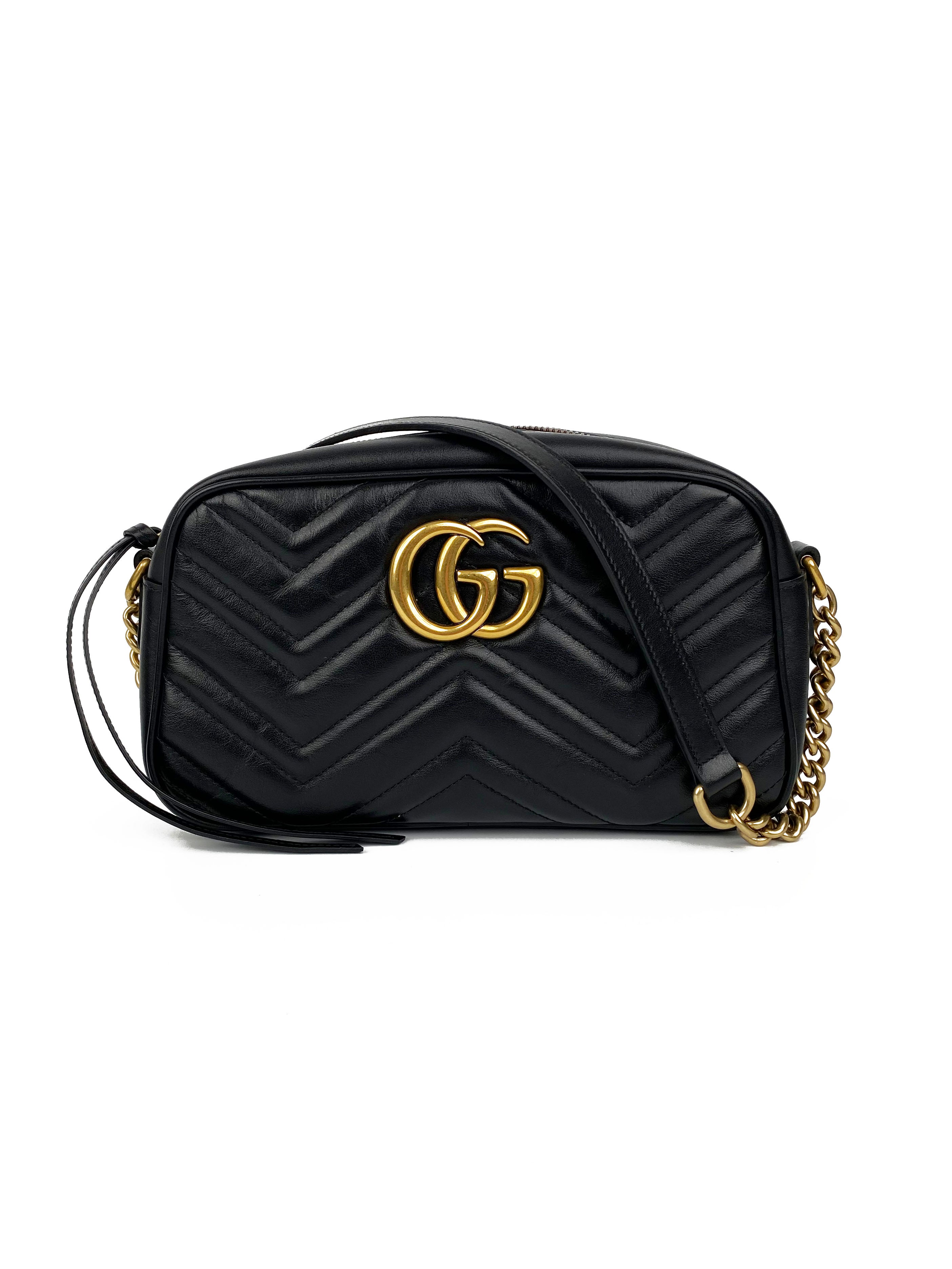 Gucci Small Black GG Marmont Shoulder Bag