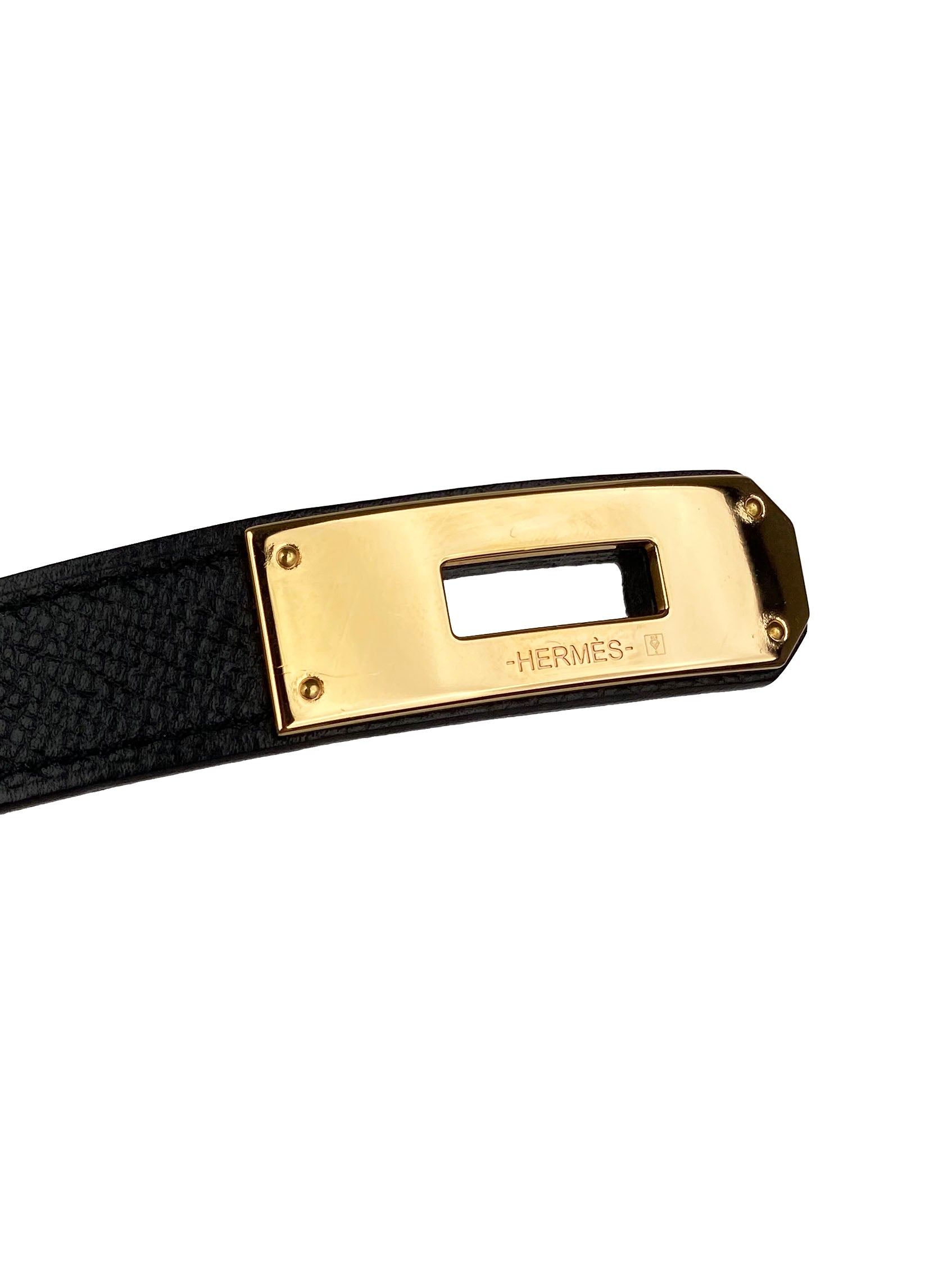 Hermes Kelly Belt, Black with Rose Gold Hardware, New in Box WA001