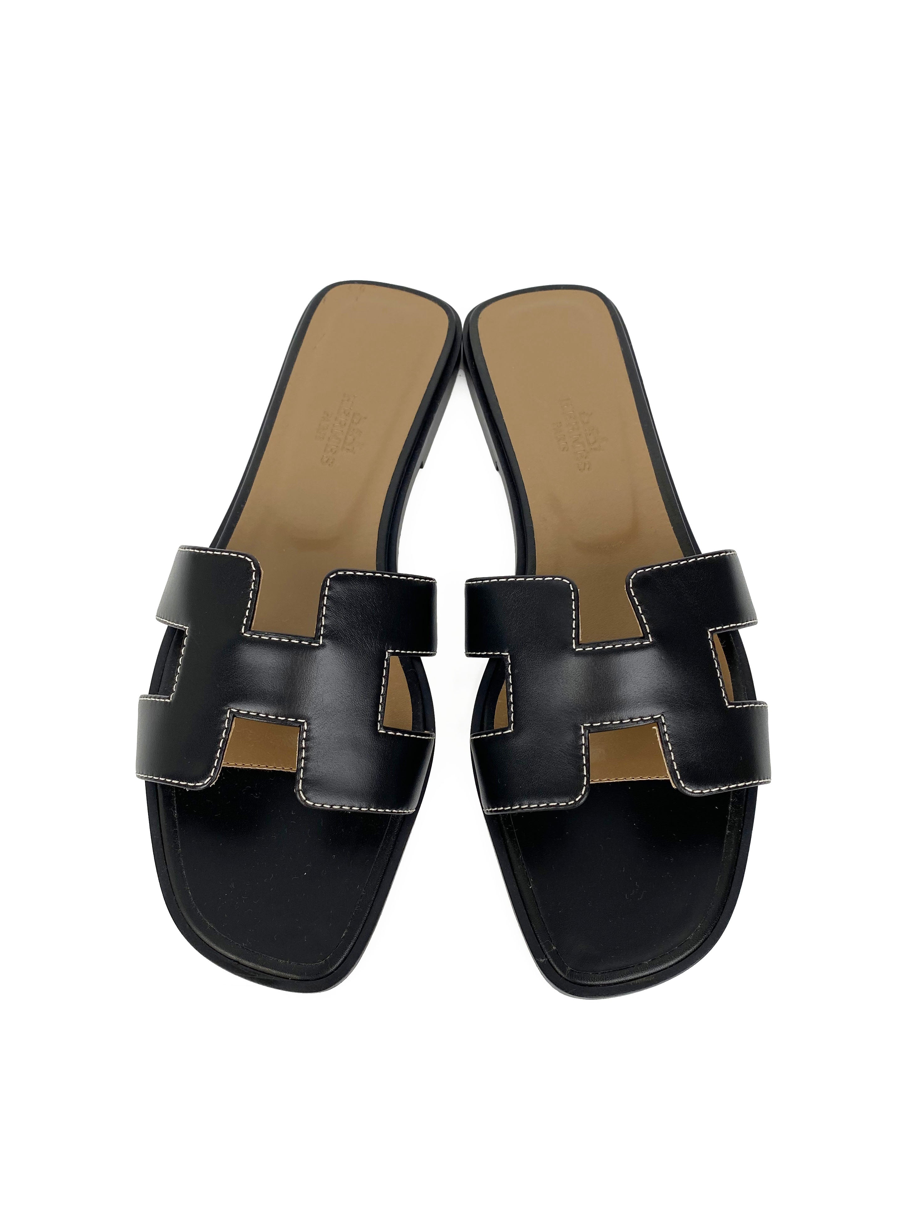 Hermes black sale oran sandals