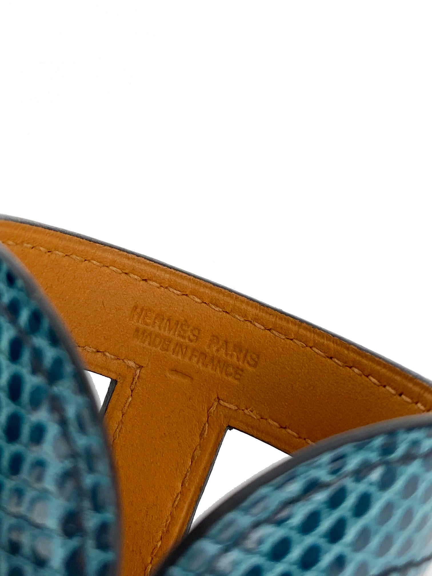 Hermes Blue Lizard Leather Ano Bracelet