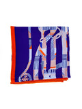 Hermes Cavalcadour Violet Bleu Jean & Orange GM Scarf