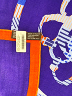 Hermes Cavalcadour Violet Bleu Jean & Orange GM Scarf