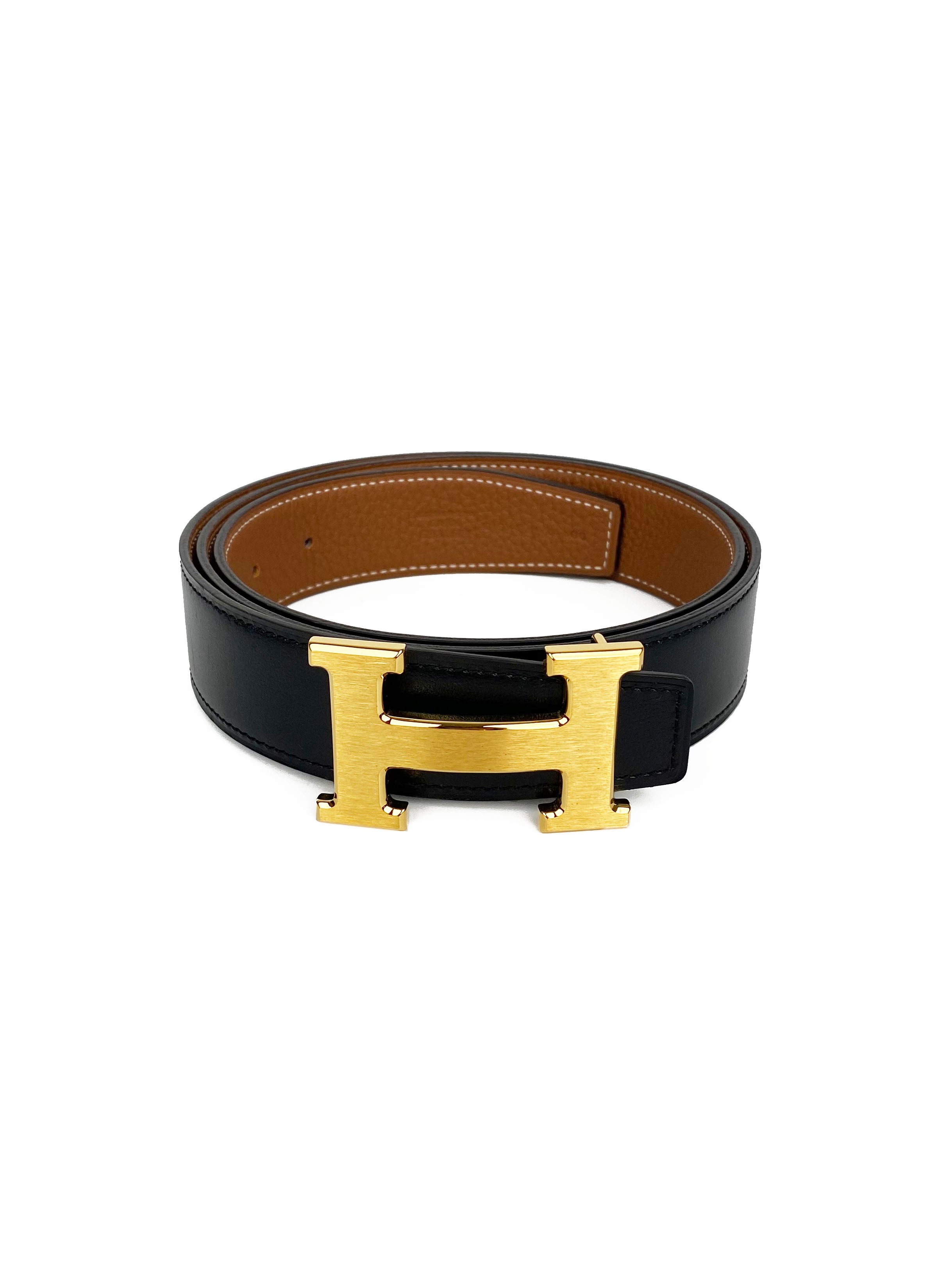 Hermes Constance Belt with Black/Gold Reversible Strap 90