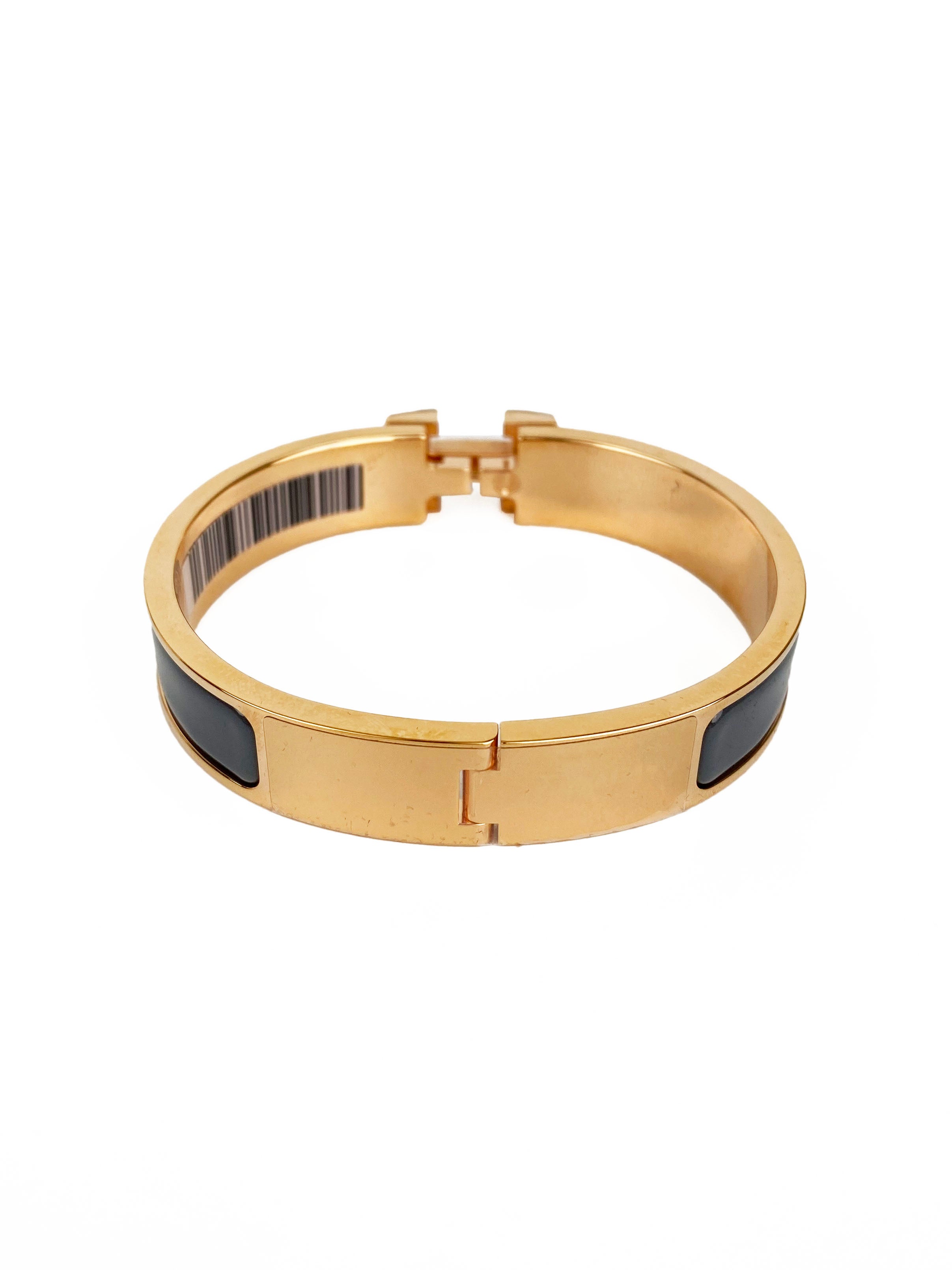Hermes Grey Blue & Rose Gold Clic H Bracelet