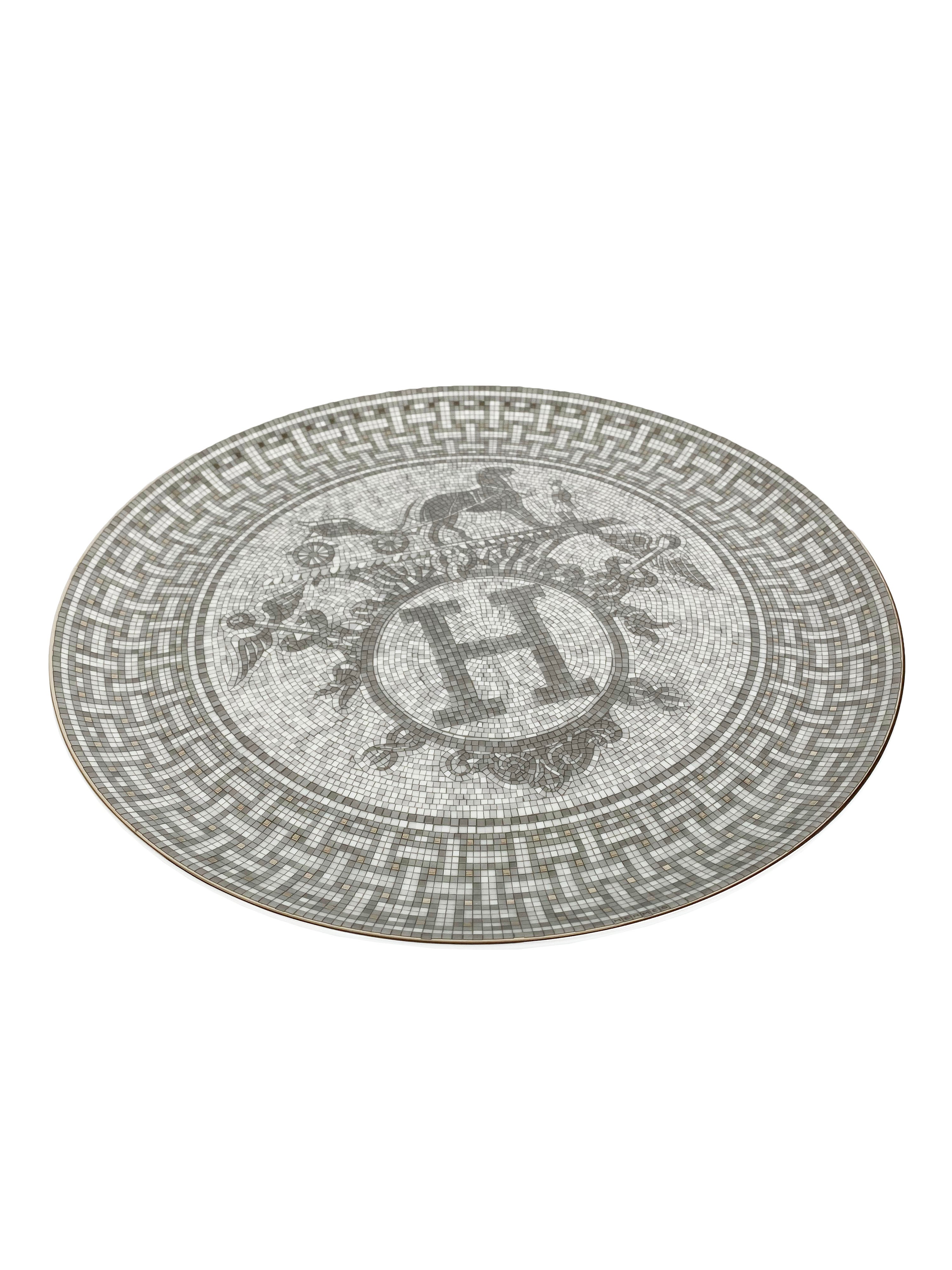 Hermes Mosaique Au 24 Platinum Tart Platter