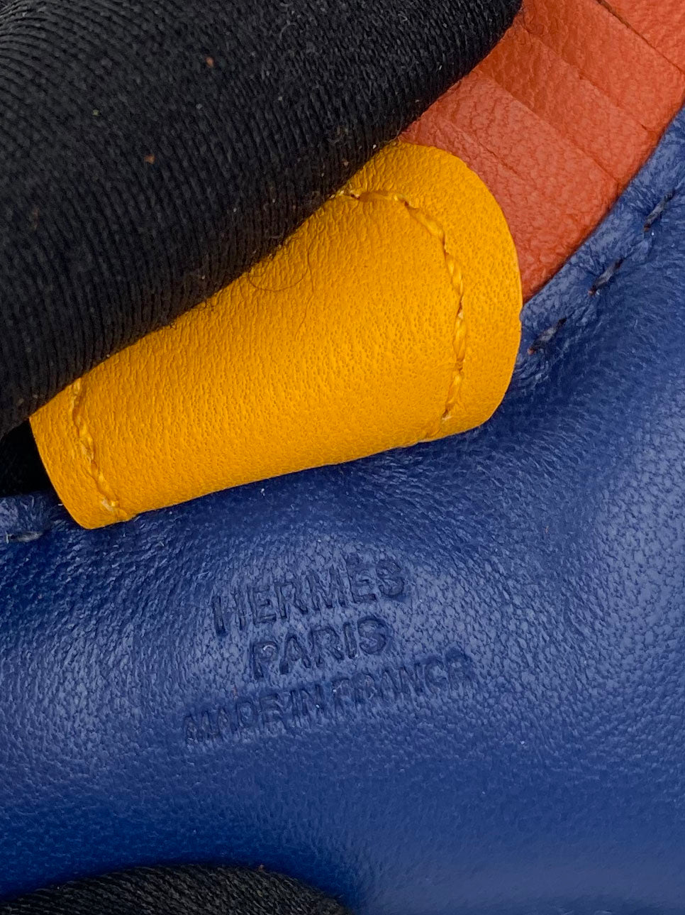 Hermes Navy, Yellow & Orange Rodeo PM Bag Charm