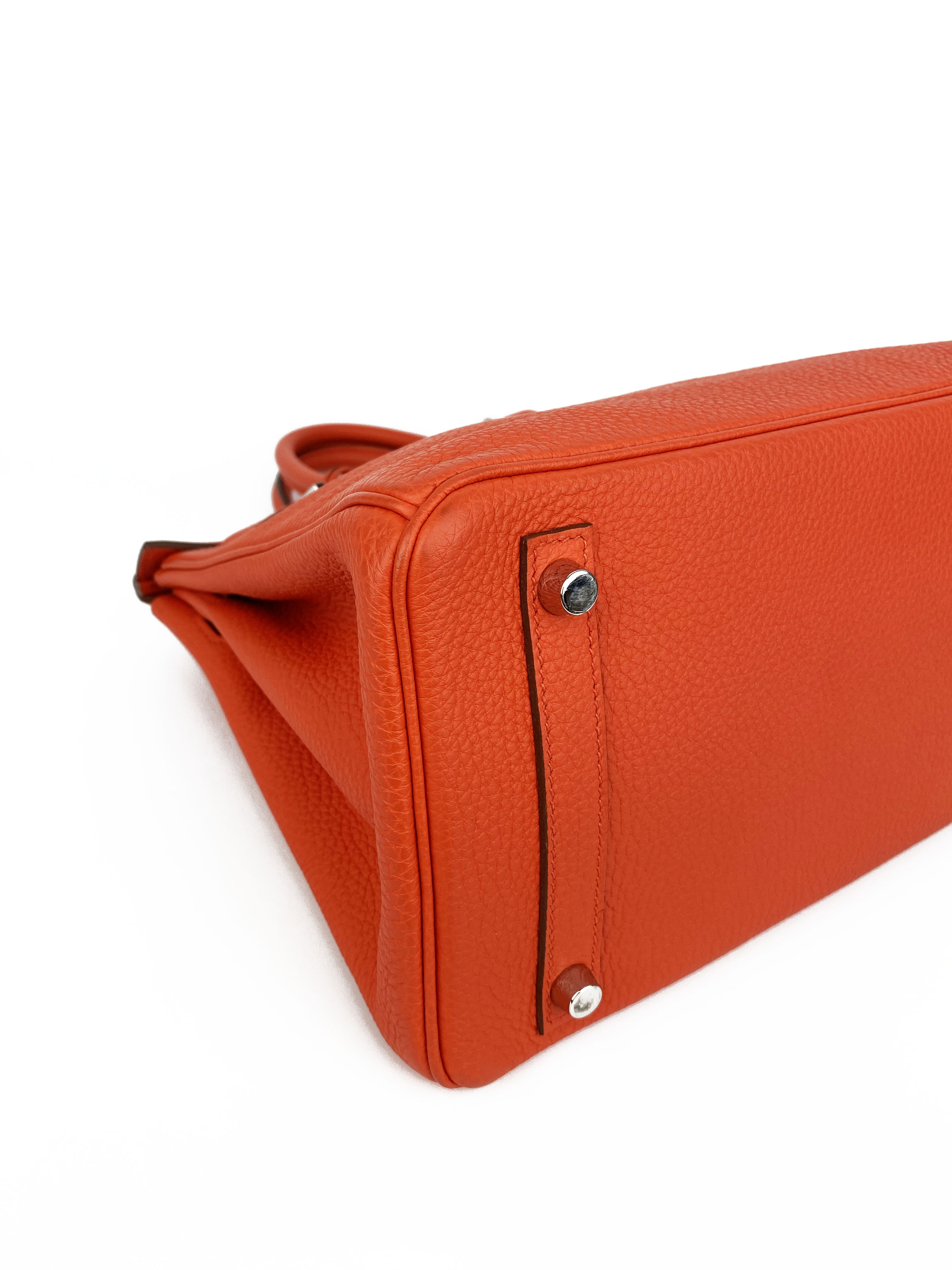 Hermes 8V Orange Poppy 30 Birkin Bag