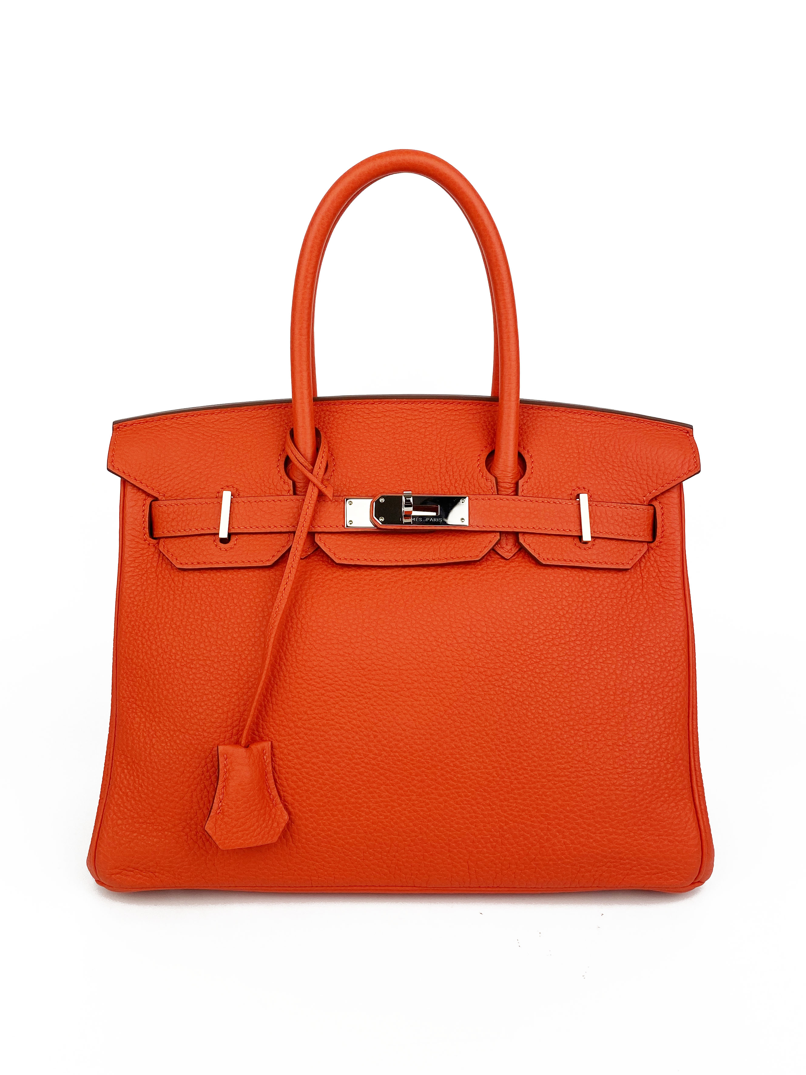 Hermes 8V Orange Poppy 30 Birkin Bag