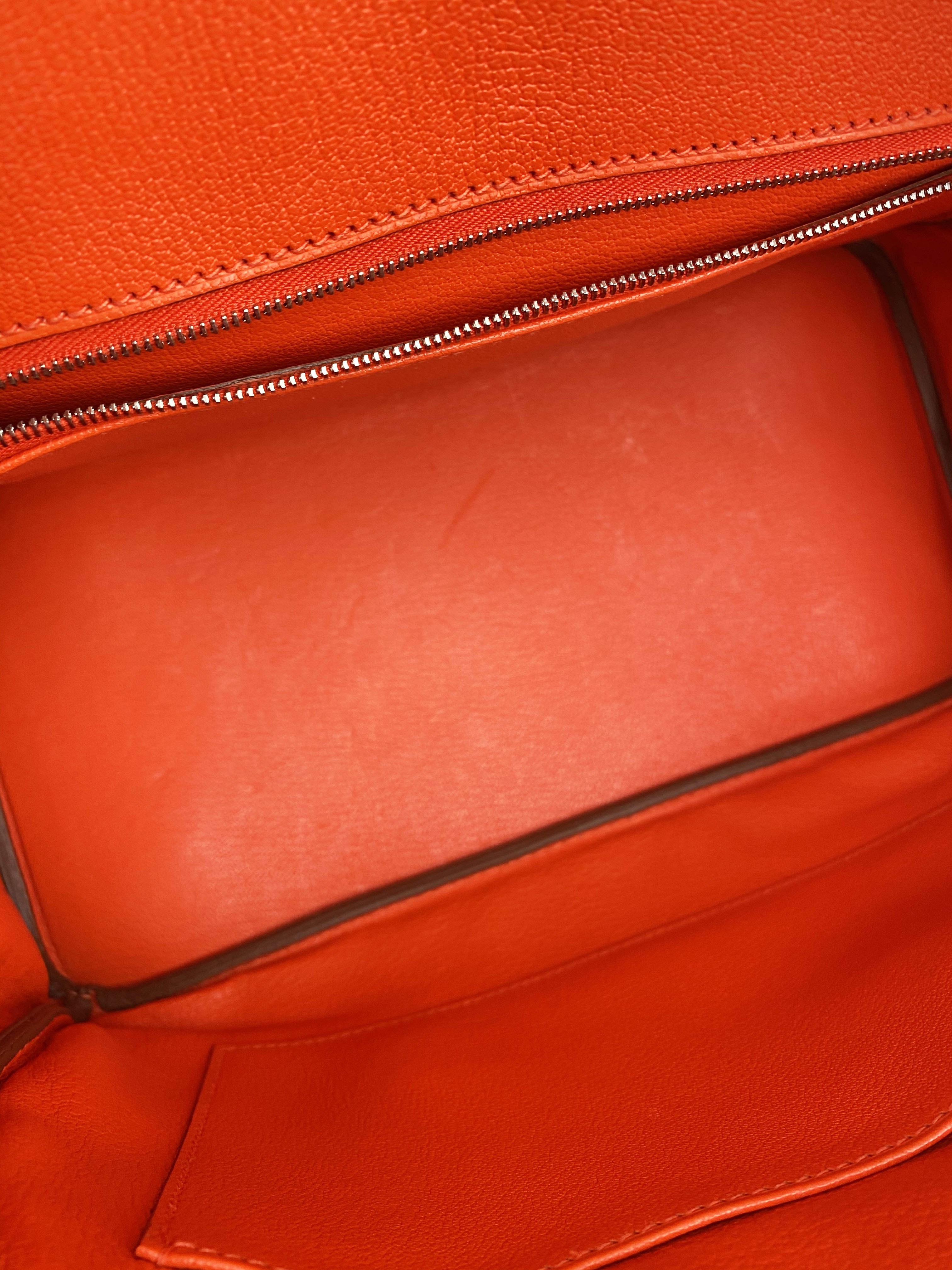 Hermes 8V Orange Poppy 30 Birkin Bag