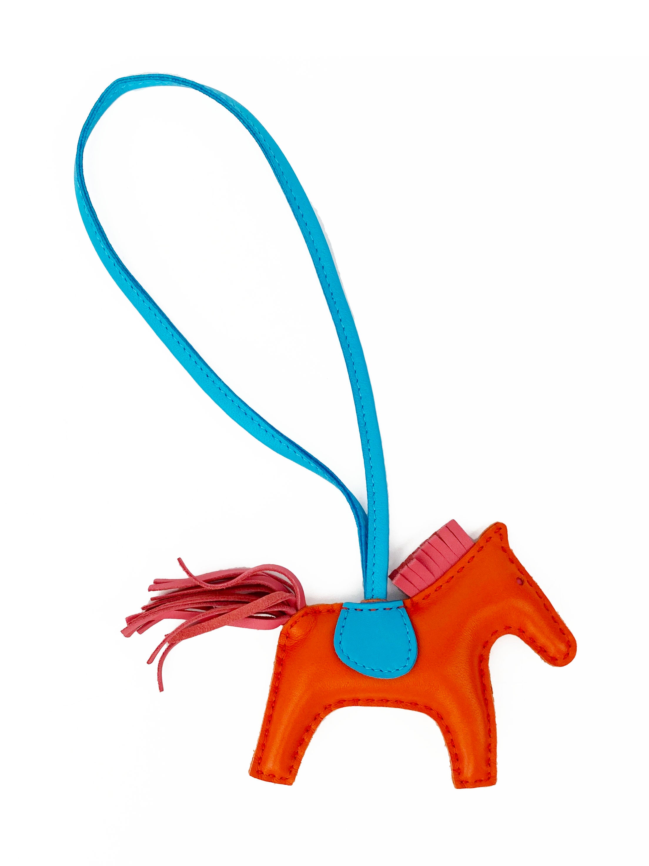 Hermes Orange Poppy & Zanzibar Rose Rodeo PM Bag Charm