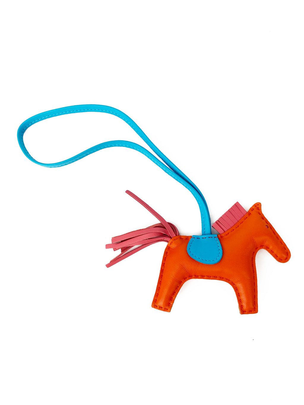 Hermes Orange Poppy & Zanzibar Rose Rodeo PM Bag Charm