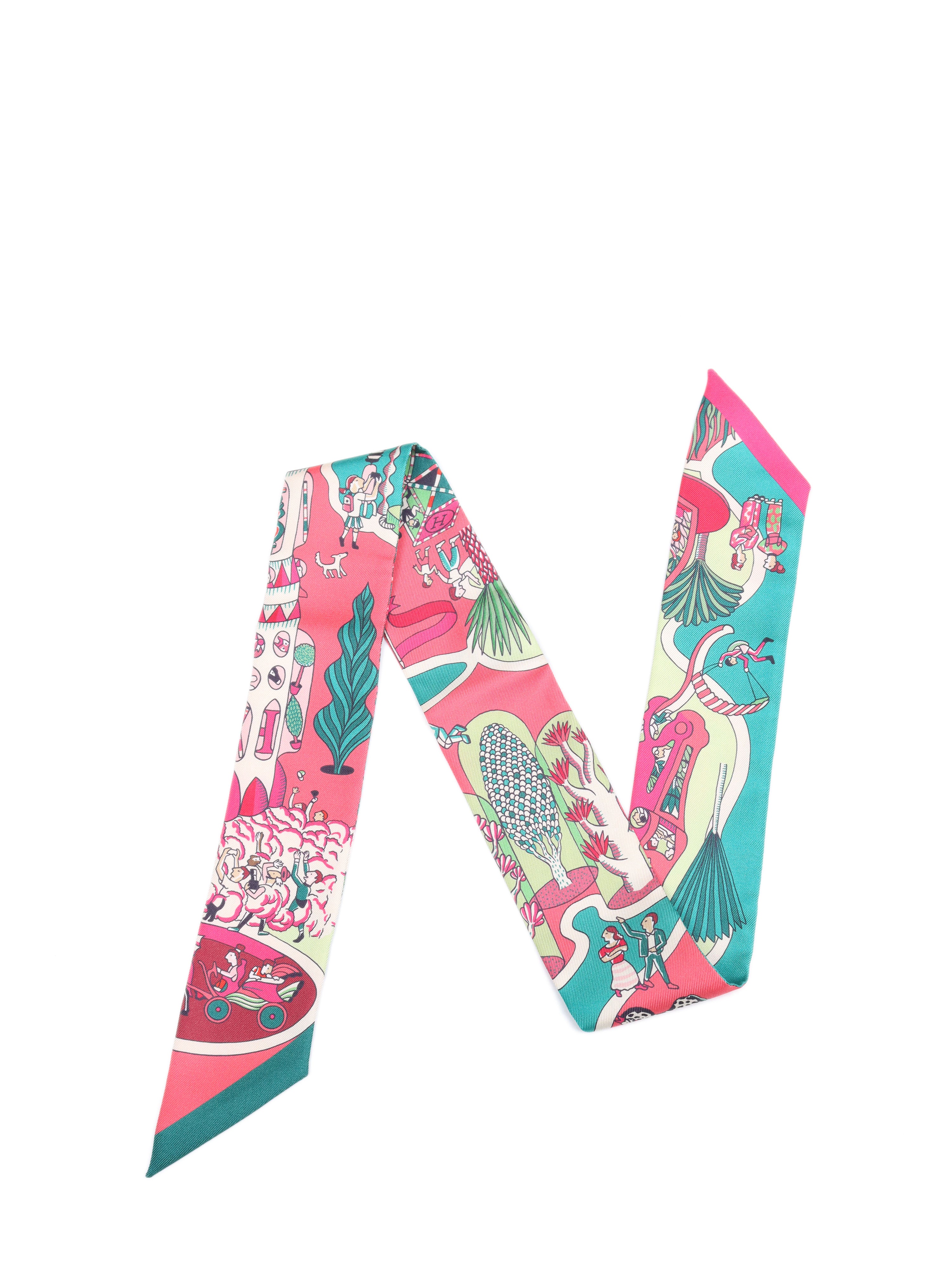 Hermes Pink and Green Twilly