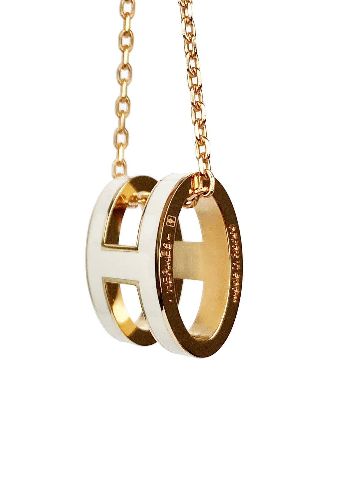 Hermes White & Rose Gold Pop H Necklace