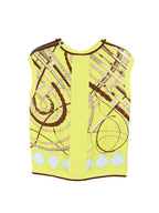 Hermes Yellow/Blue Equestrian Silk & Knit Vest Top 36