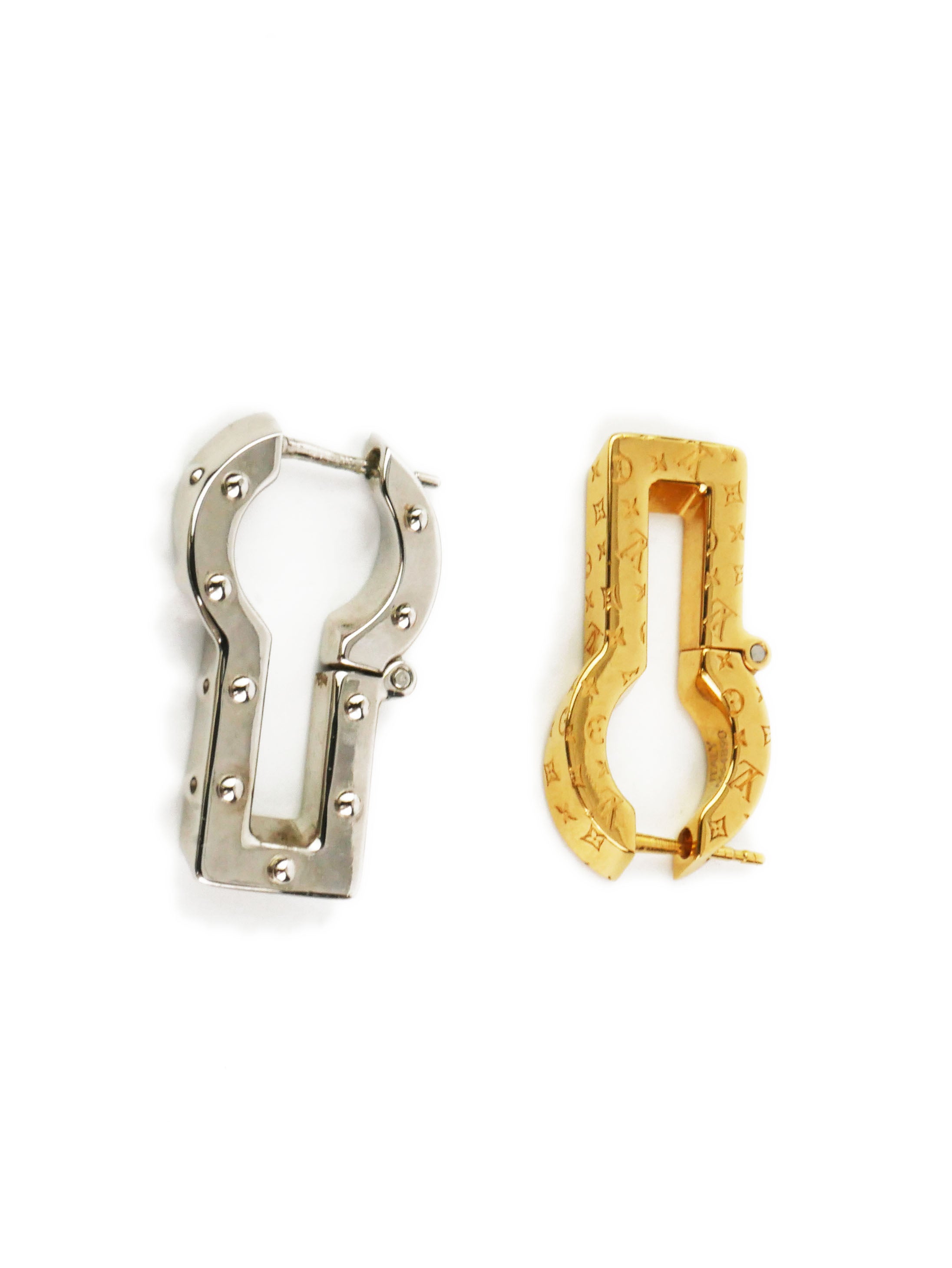 Louis Vuitton Gold & Silver Twin Locks Earrings