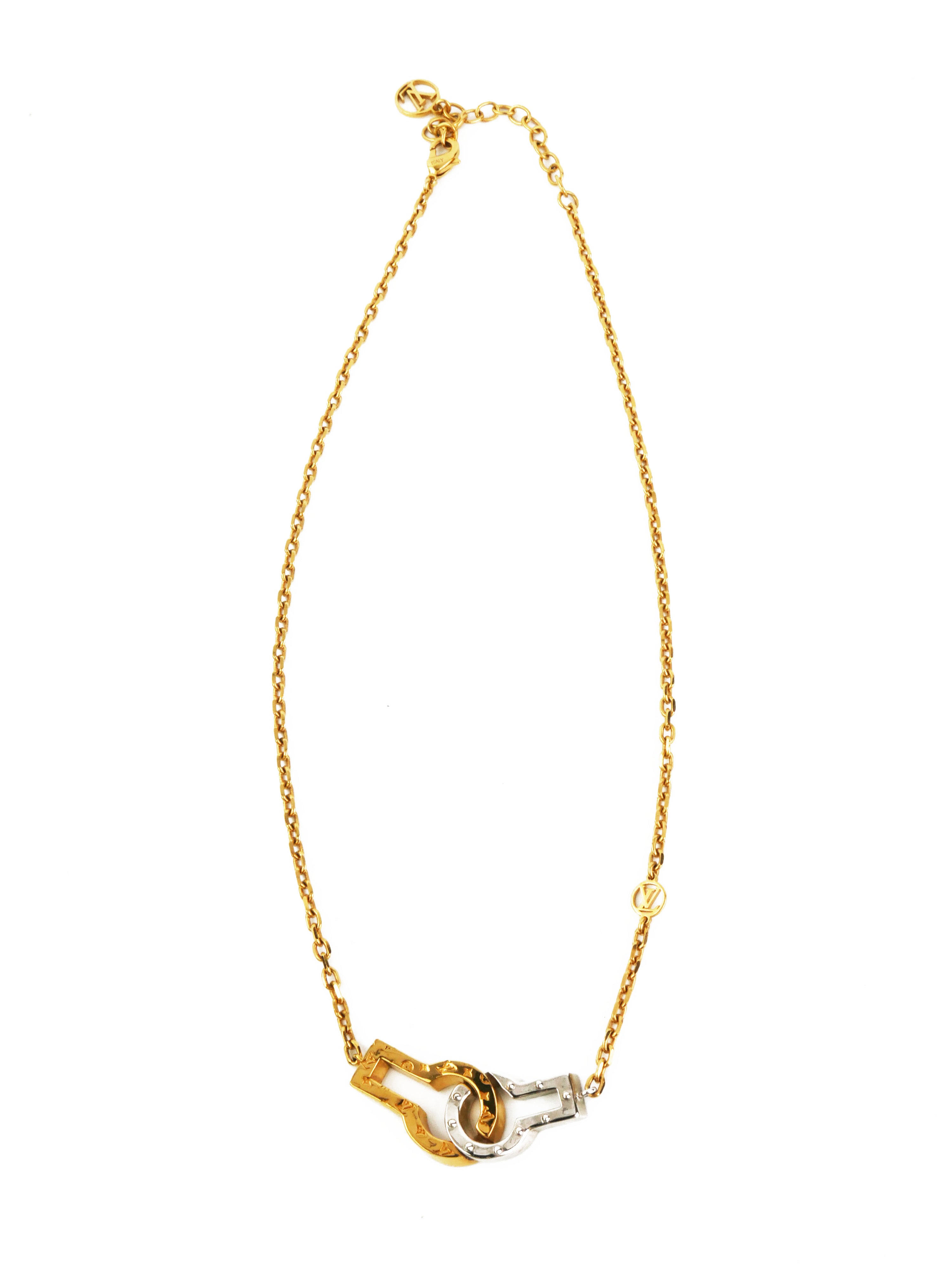 Louis Vuitton Gold & Silver Twin Locks Necklace