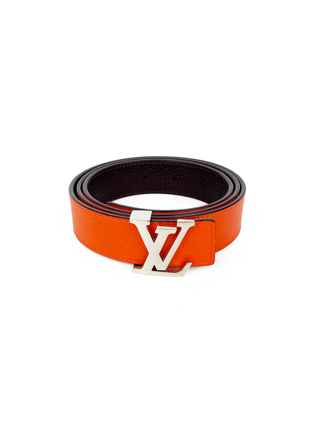 Louis Vuitton Orange & Brown Reversible Belt 90