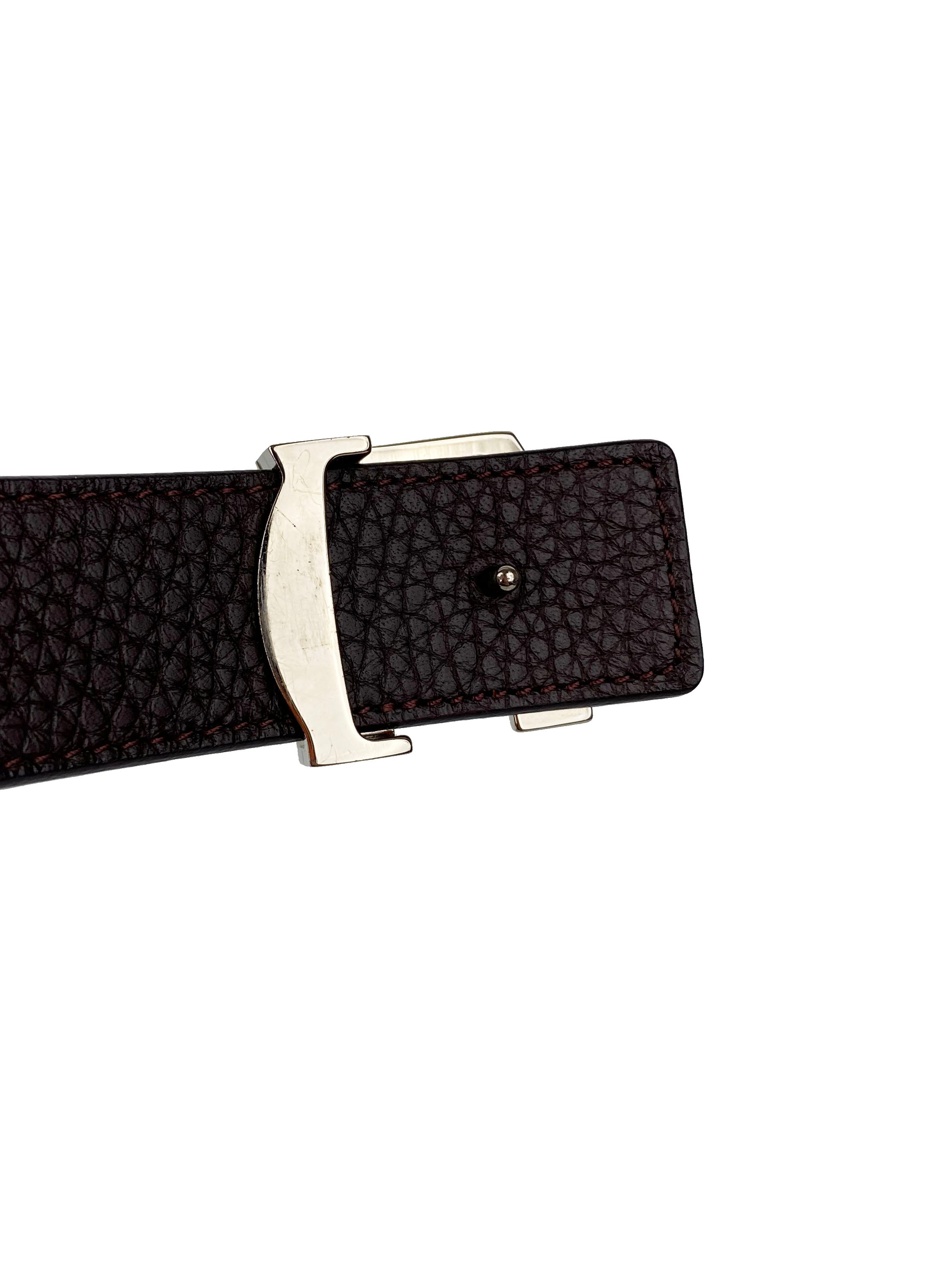 Louis Vuitton Orange & Brown Reversible Belt 90