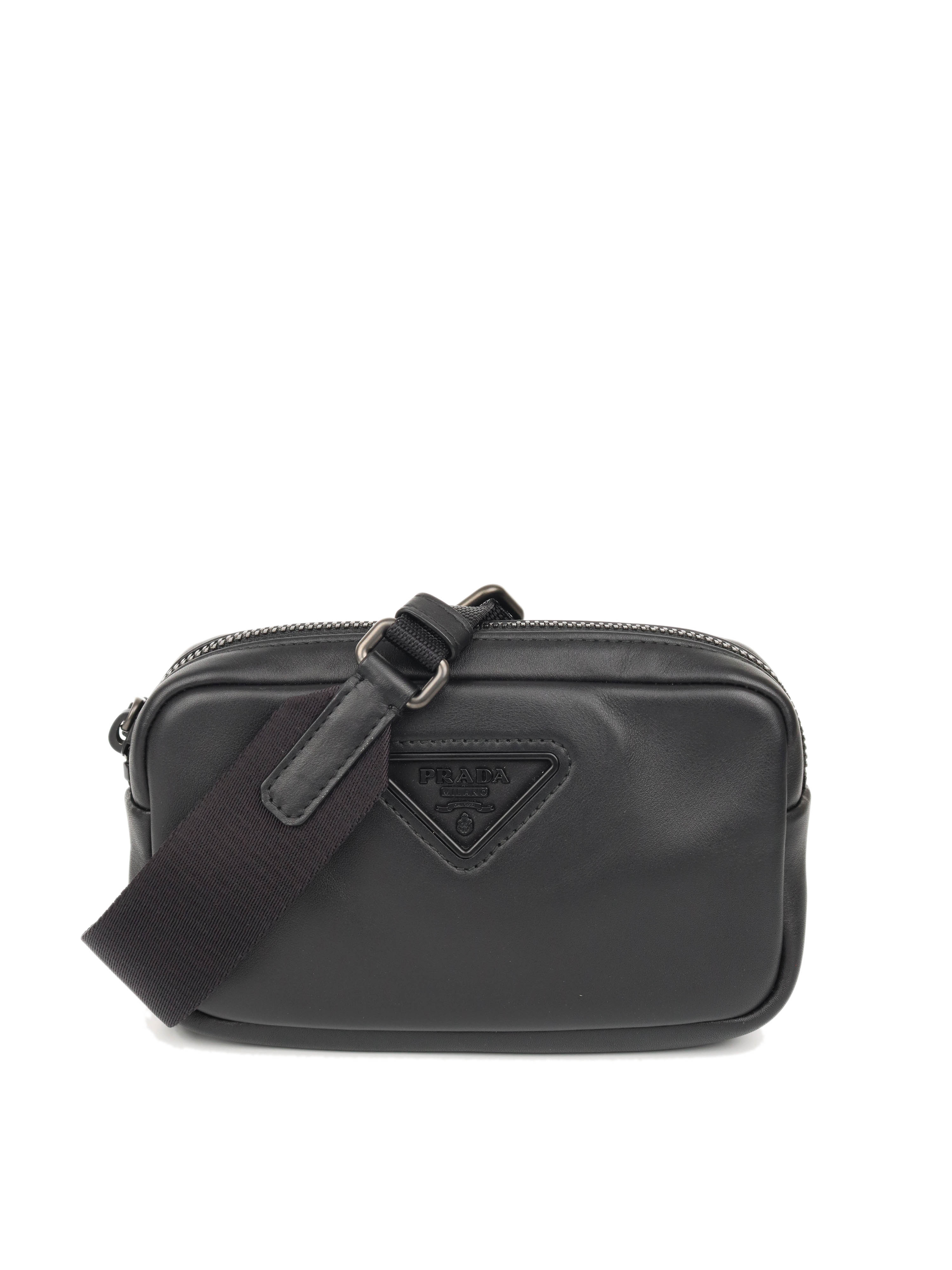 Prada Black Leather Compact Camera Bag