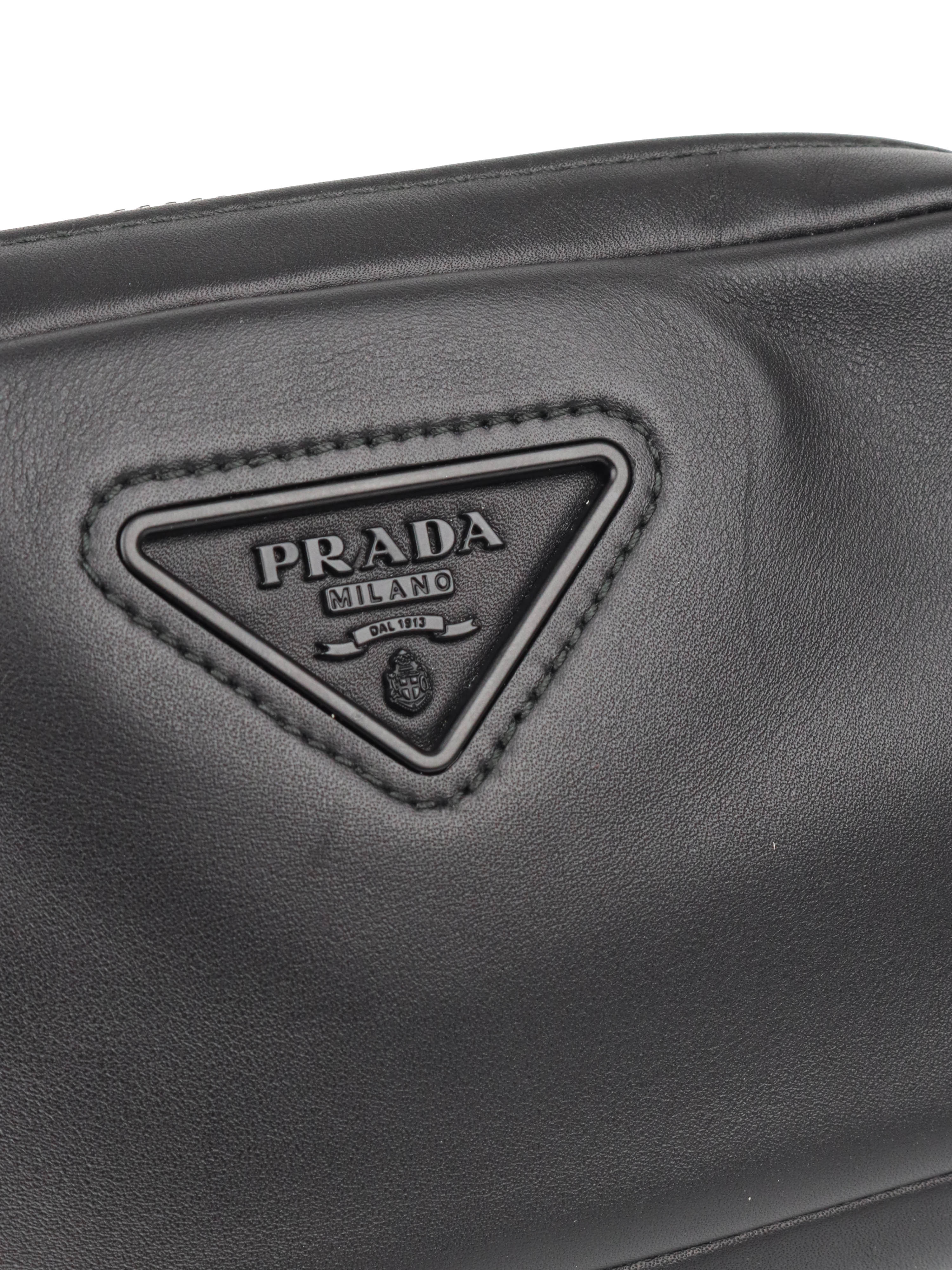 Prada Black Leather Compact Camera Bag