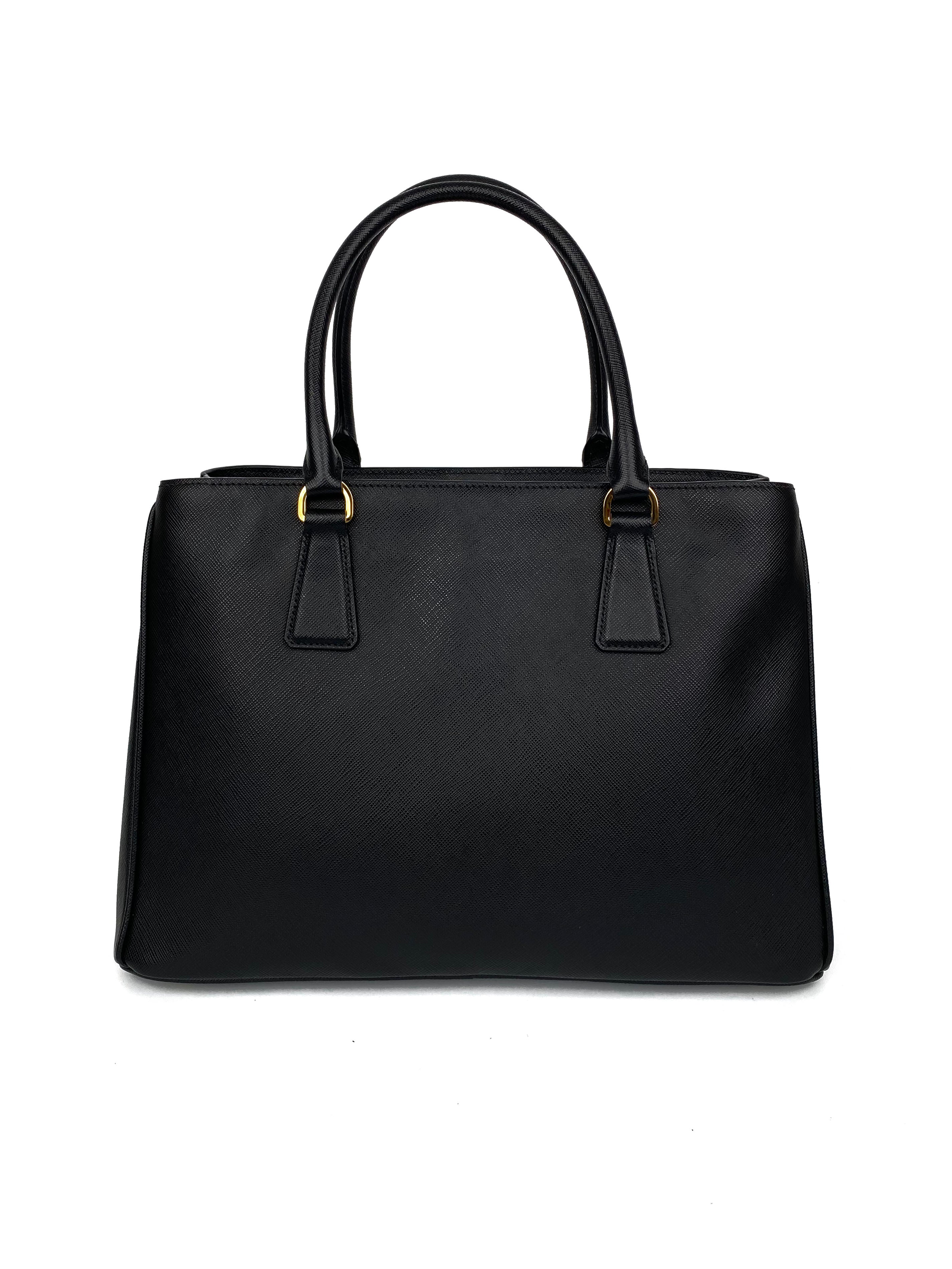 Prada Black Medium Double Zip Lux Tote Bag