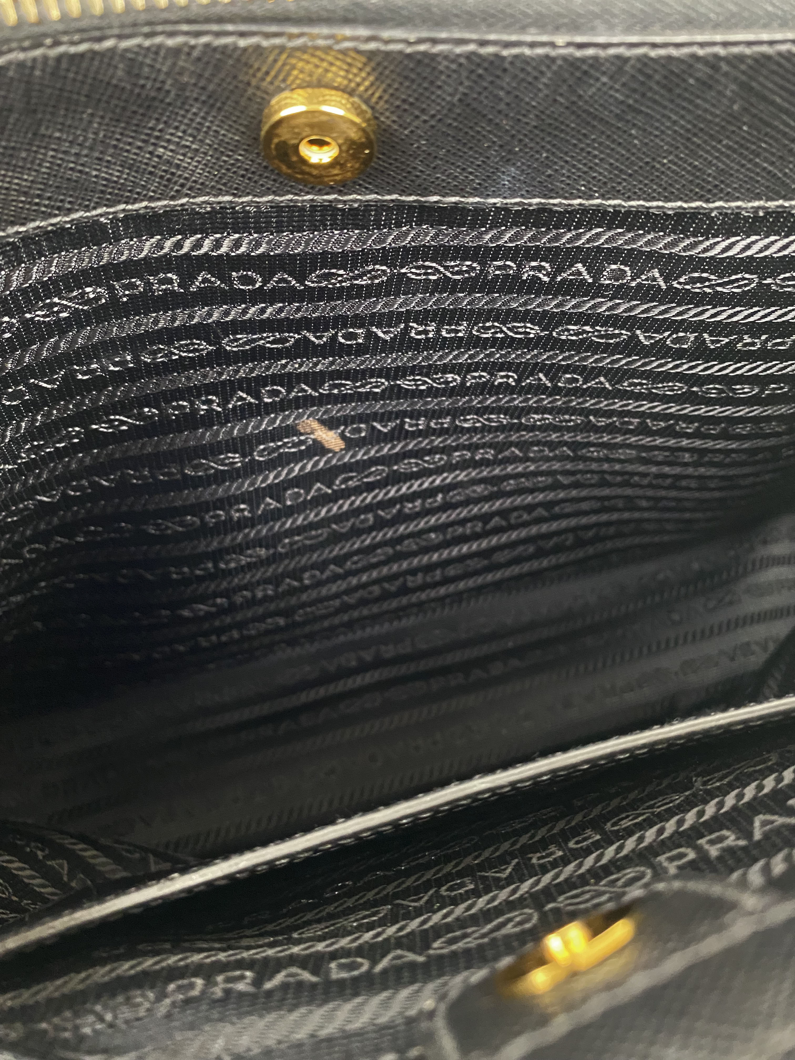 Prada Black Medium Double Zip Lux Tote Bag