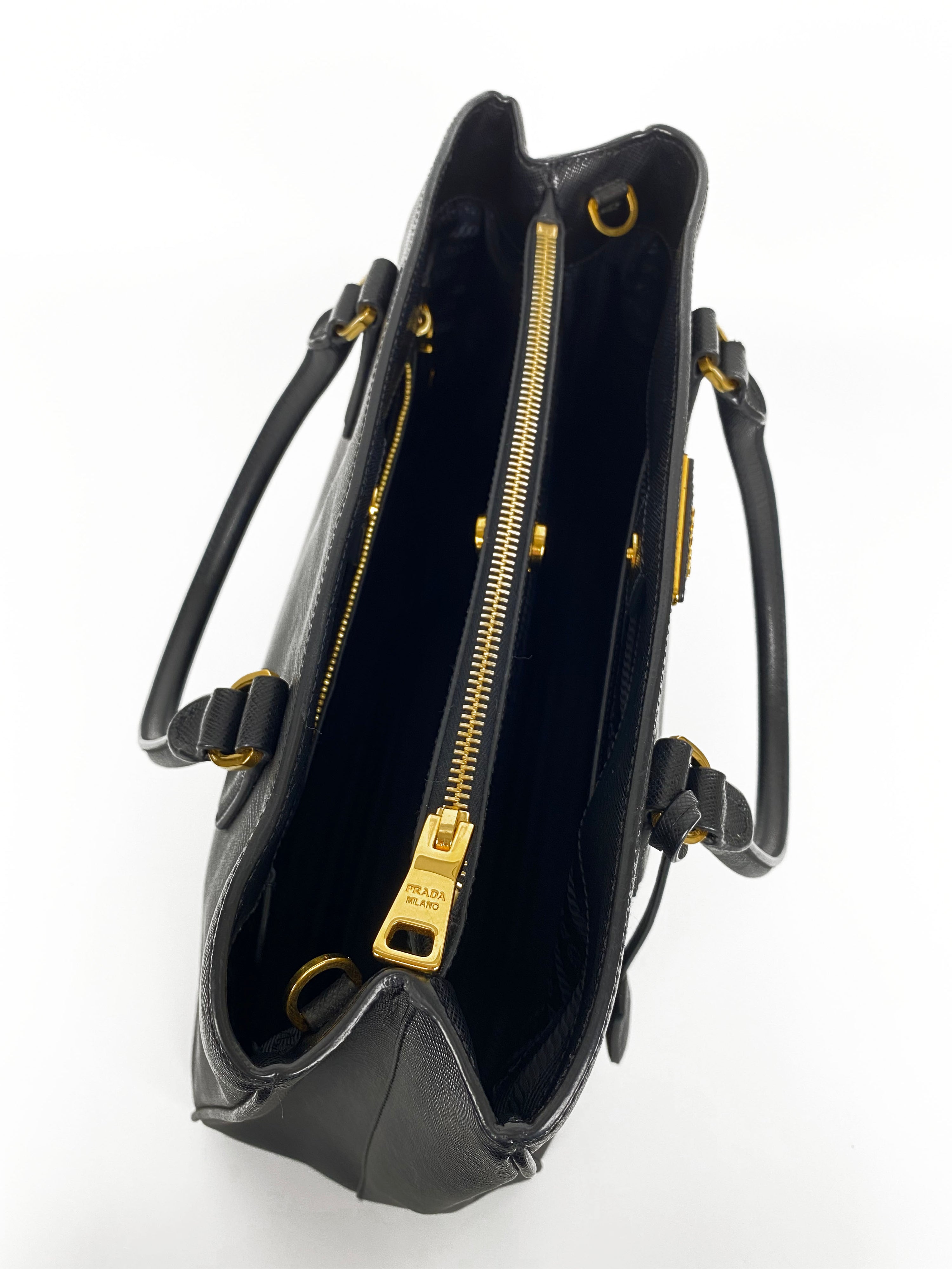 Prada Black Medium Double Zip Lux Tote Bag
