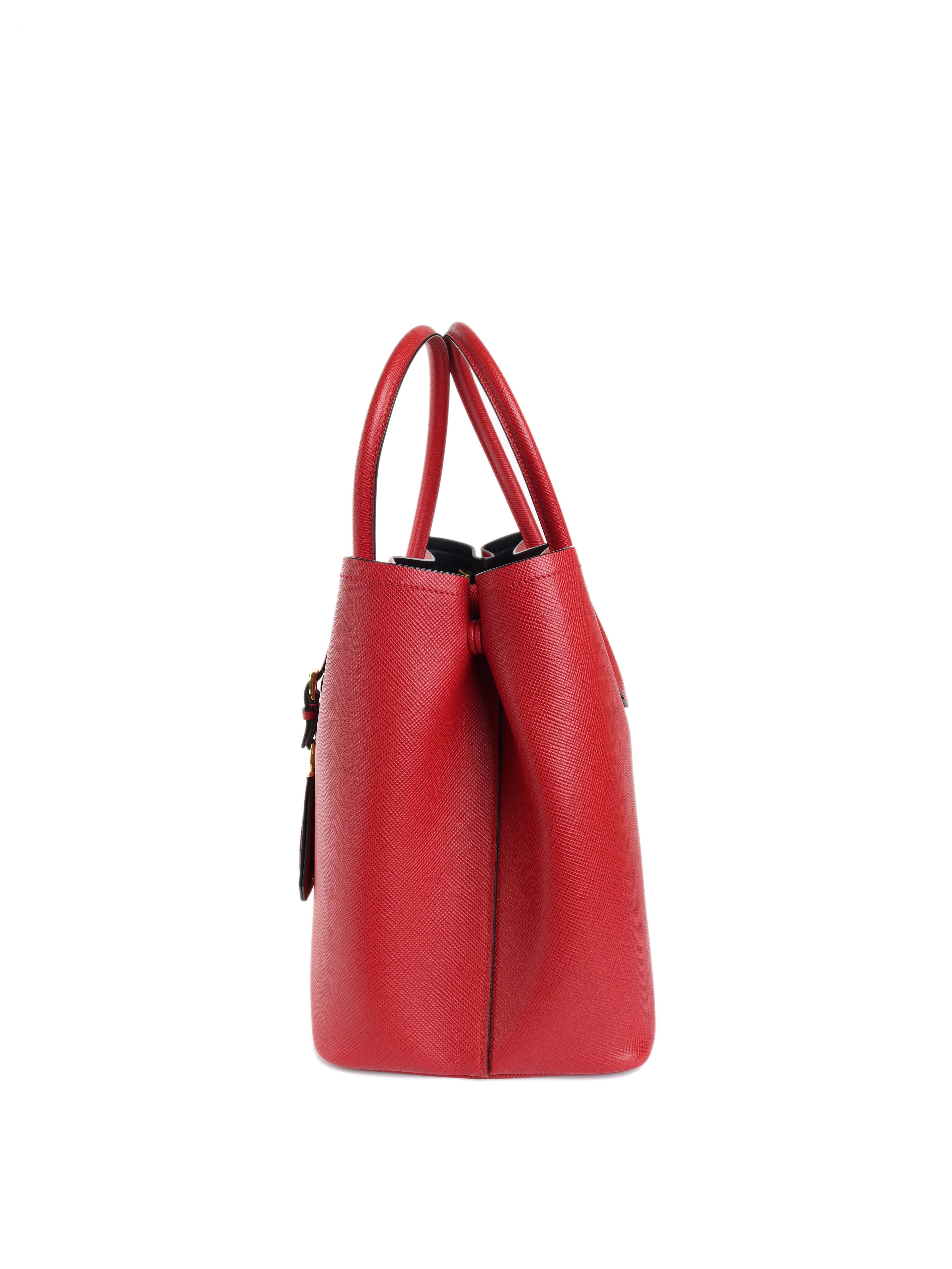 Prada saffiano double online bucket bag