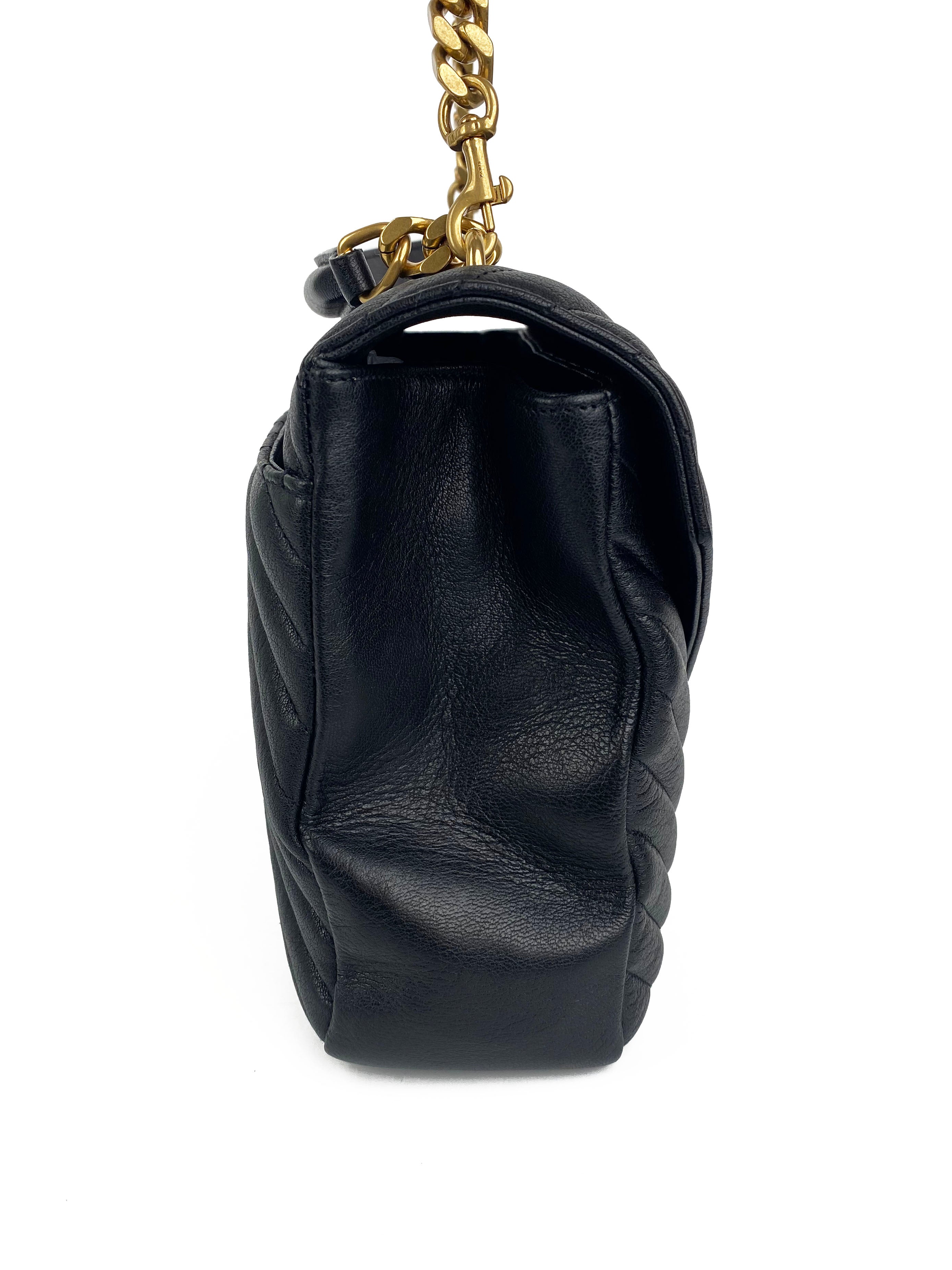 Saint Laurent Large Black Quilted Leather College Bag