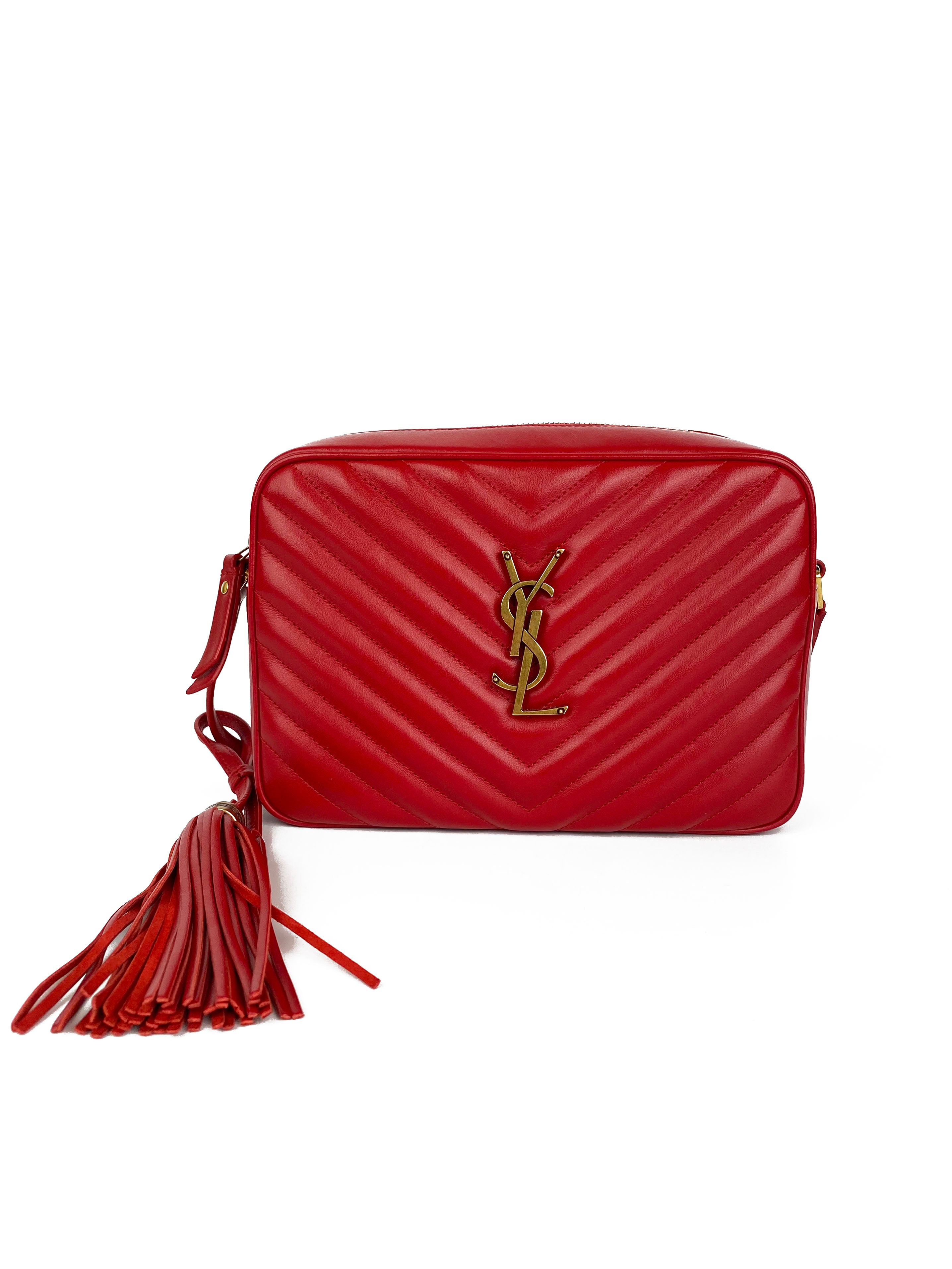 Saint Laurent Lou Camera Bag In Smooth Leather In Red
